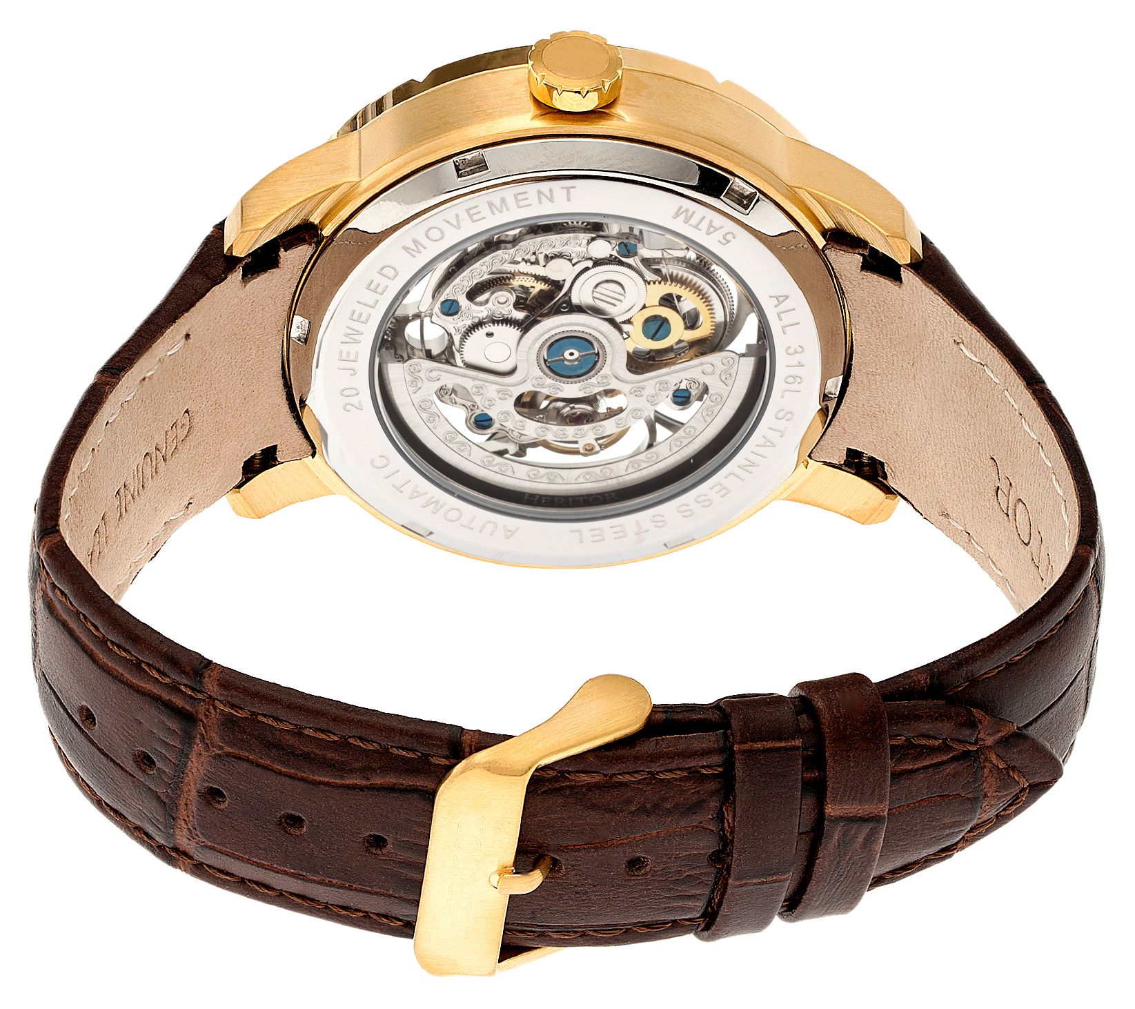 Heritor Automatic Men's Ryder Stainless Brown Ad Gold Watch - Qvc.com