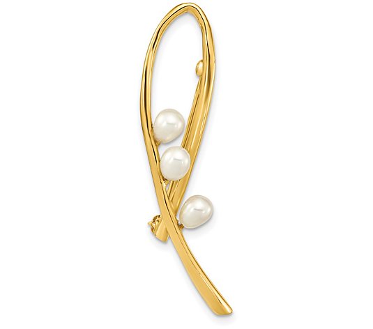Affinity Cultured Pearl Teardrop Pin Brooch, 14K Gold