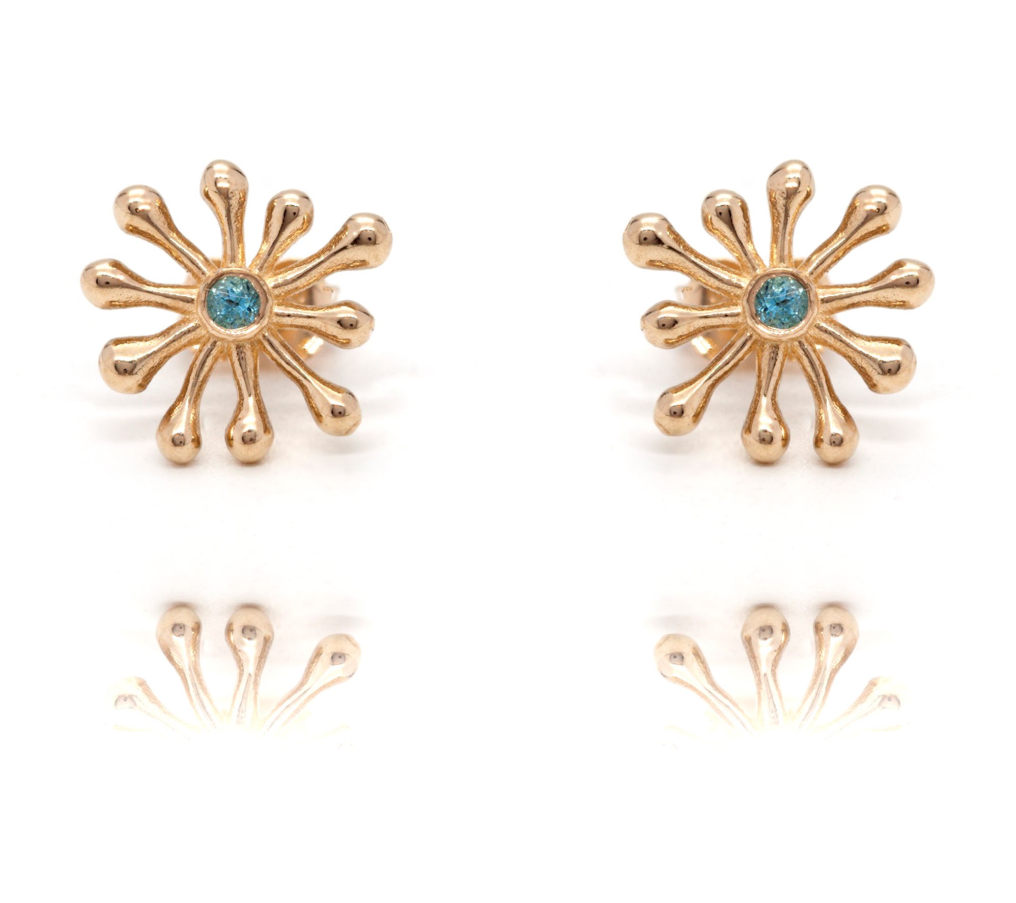 Adi Paz 14K Gold Sun Ray Gemstone Stud Earrings