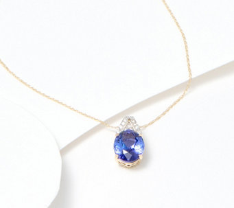 Affinity Gems Tanzanite & Diamond Pendant Necklace, 14K Gold
