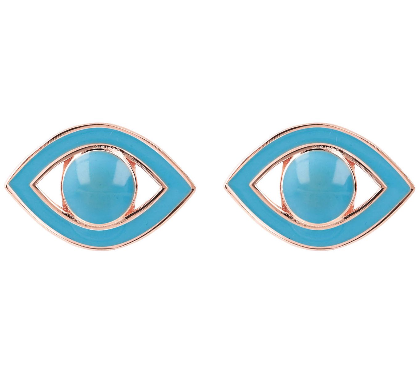 Netali Nissim Enamel Evil Eye Stud Earrings, 18K Rose Plated