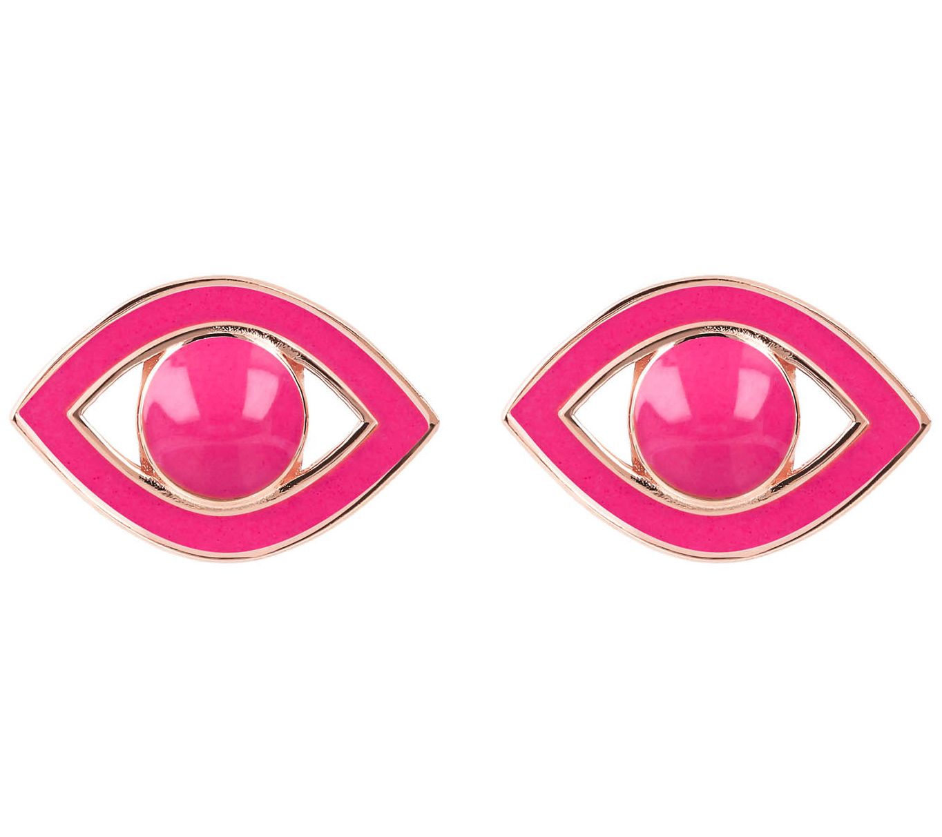 Netali Nissim Enamel Evil Eye Stud Earrings, 18K Rose Plated
