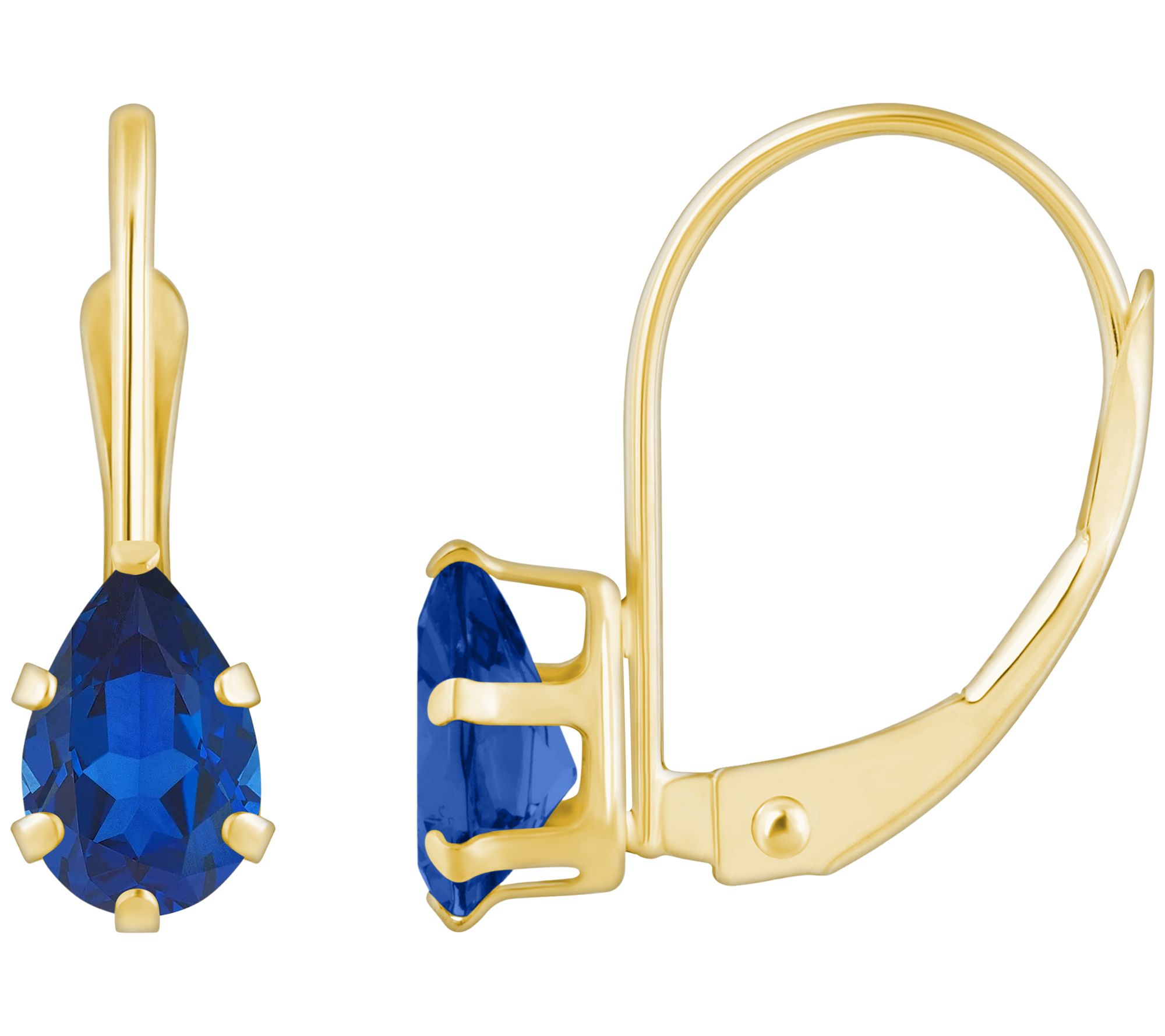 Affinity Gems Created Pear Cut Leverback Earrings, 10K Gold