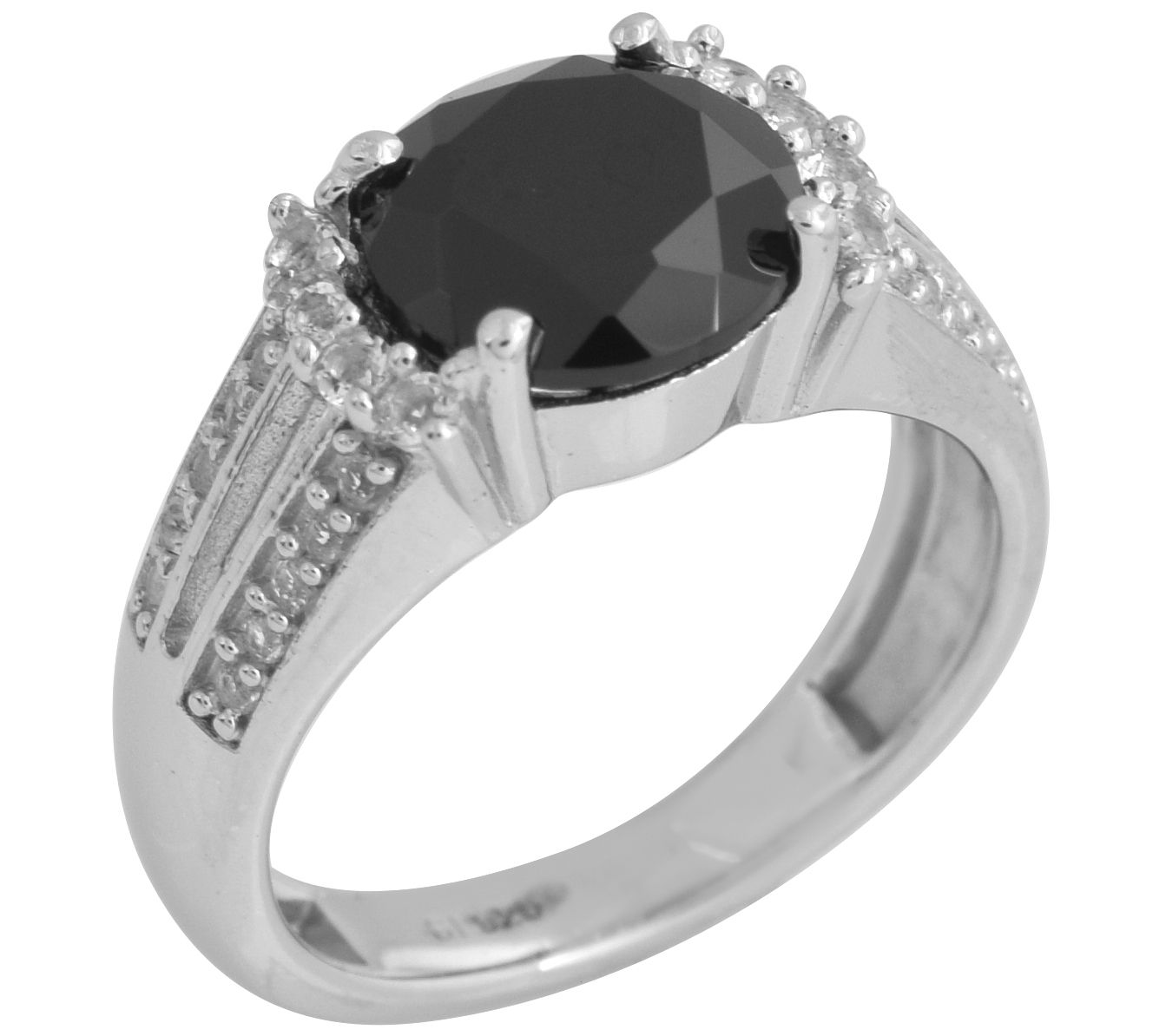 Affinity Gems Black Spinel & White Topaz R ing,Sterling