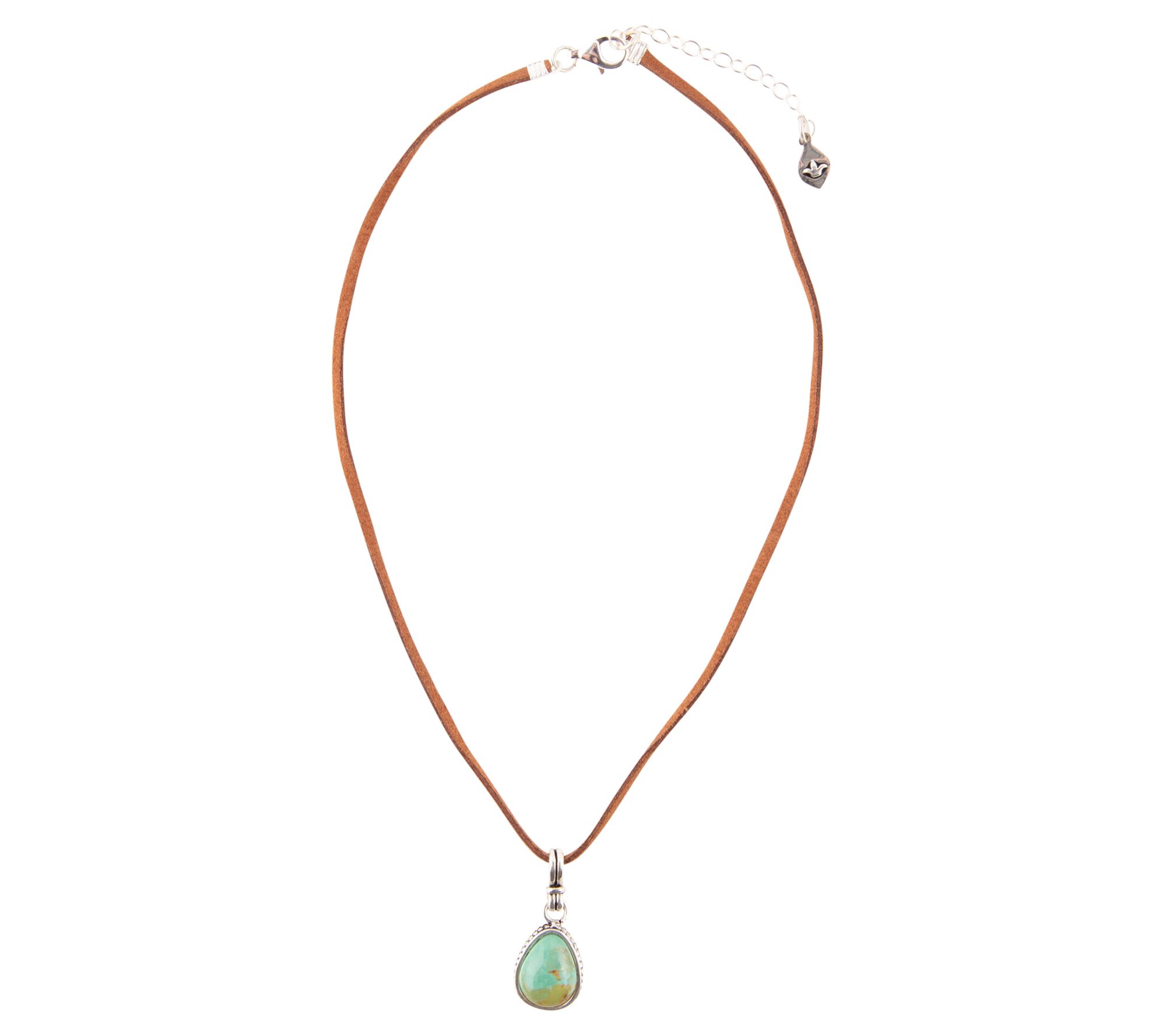 Barse Artisan Crafted Sterling Turquoise w/ Lea ther Cord