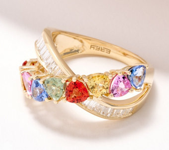 Effy Multi-Sapphire & Diamond Band Ring, 14k Yellow Gold