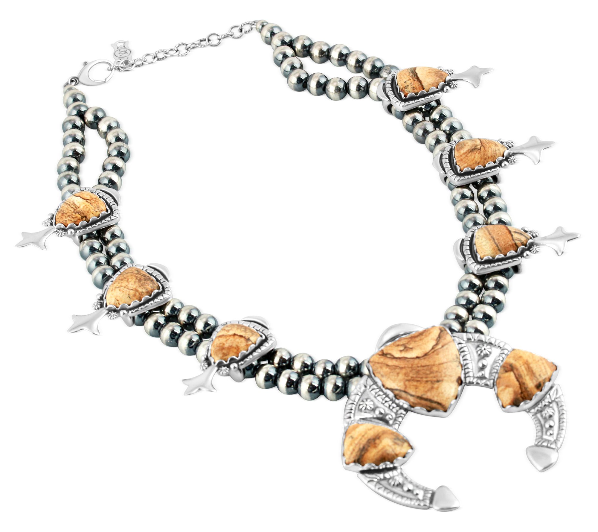 American West Sterling Shield Gemstone BlossomNecklace