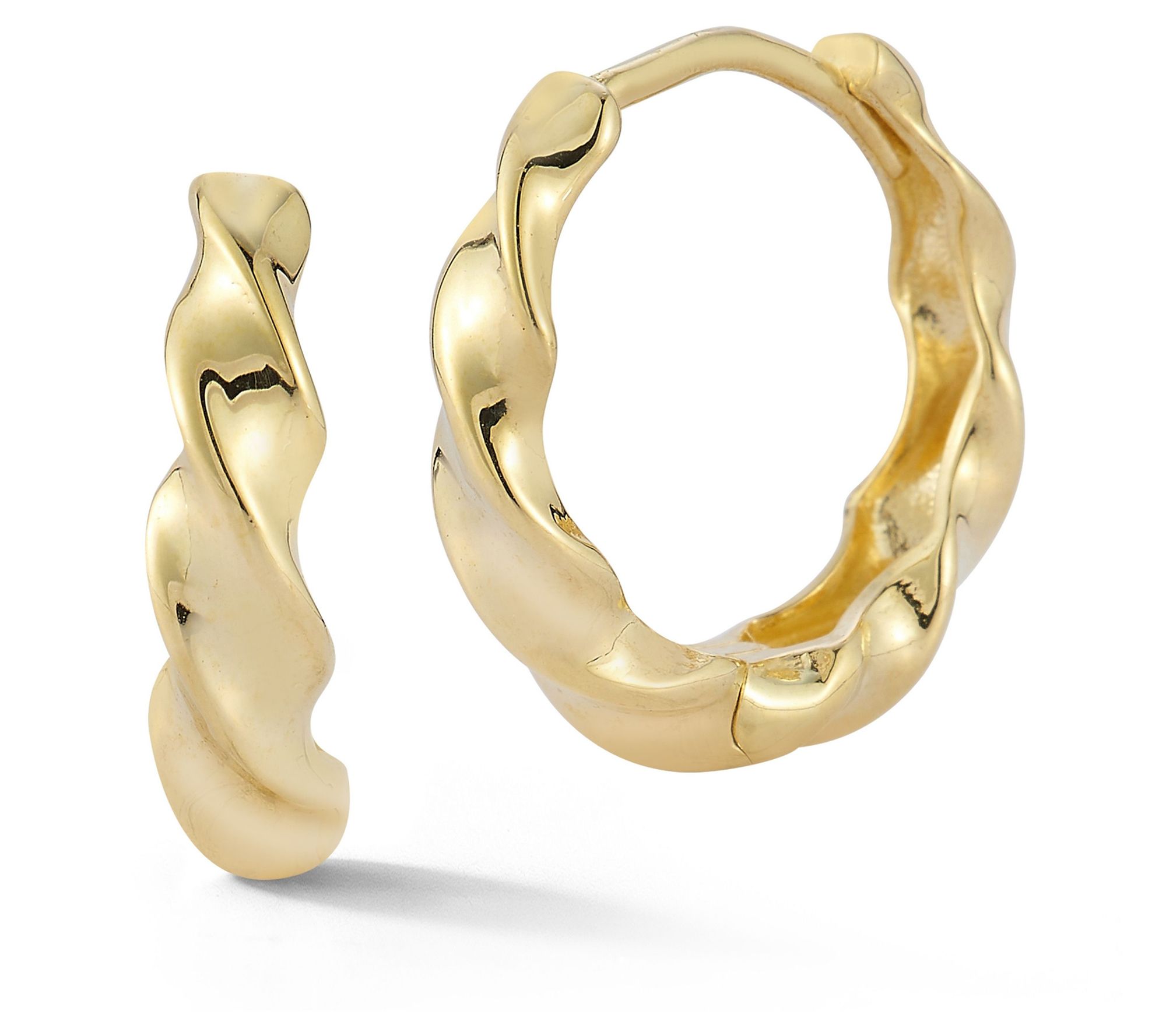 Luminosa Gold Graduated Twist Huggie Earrings,14K