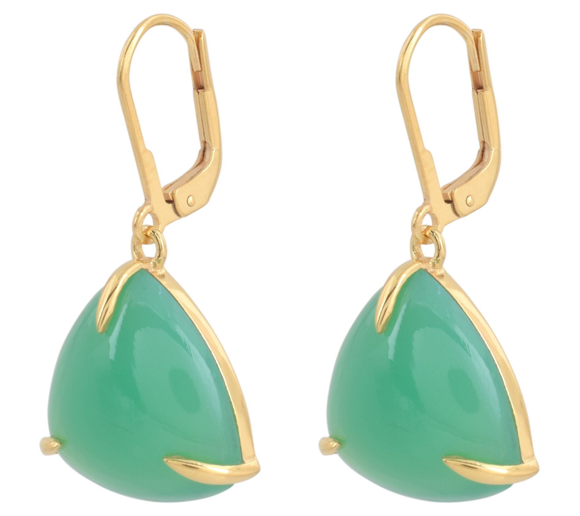 Affinity Gems Trillion Chalcedony Earrings, 14KGold Plated
