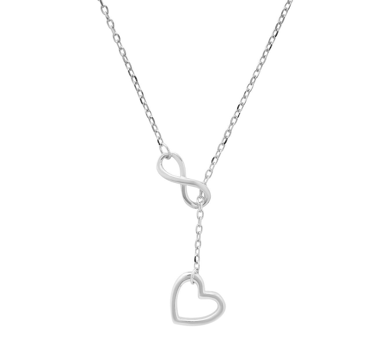 Infinity Heart Y Lariat Necklace, Sterling Silver