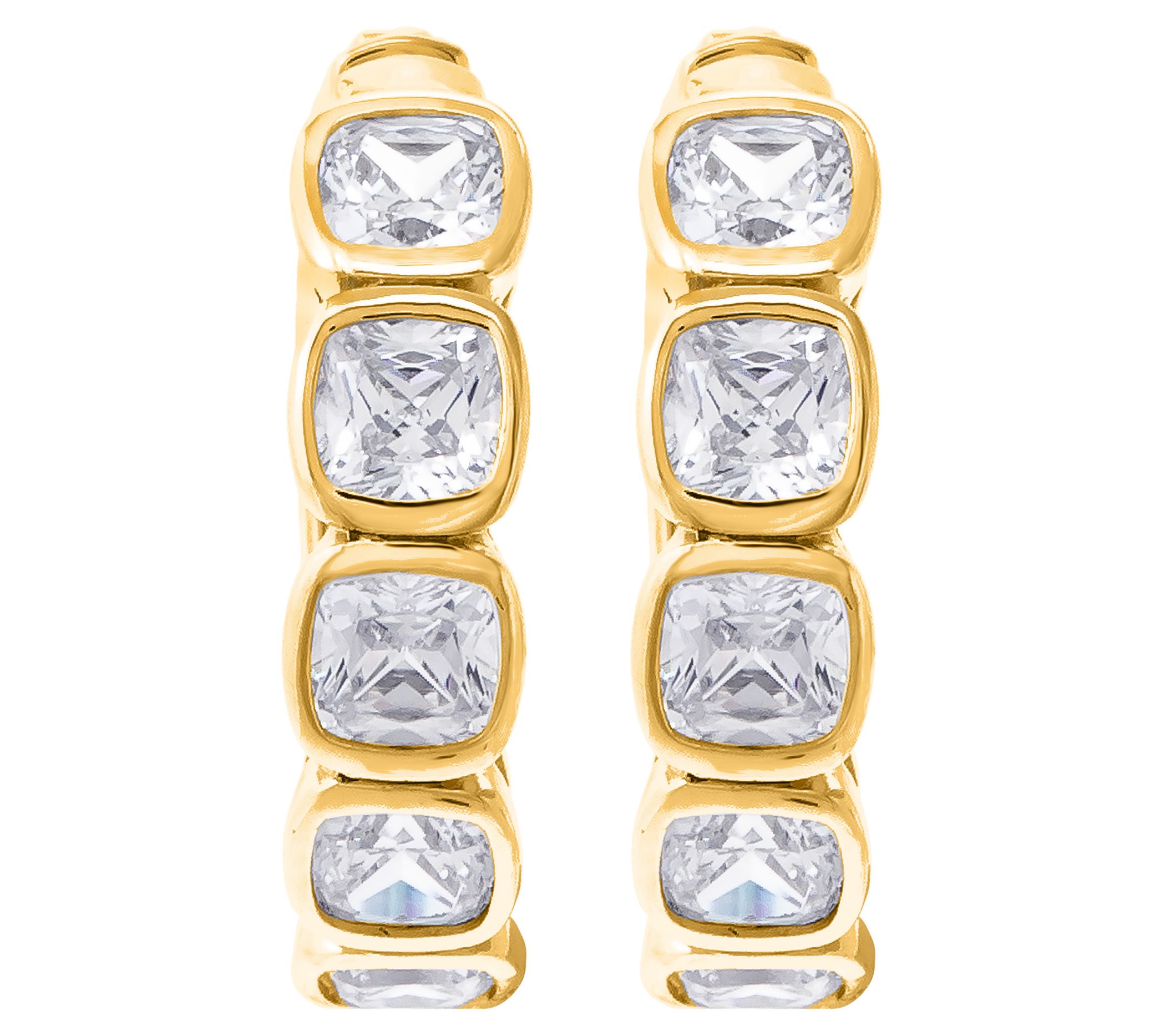 Diamonique x Jennifer Miller Cushion Hoop Earrings, Sterling