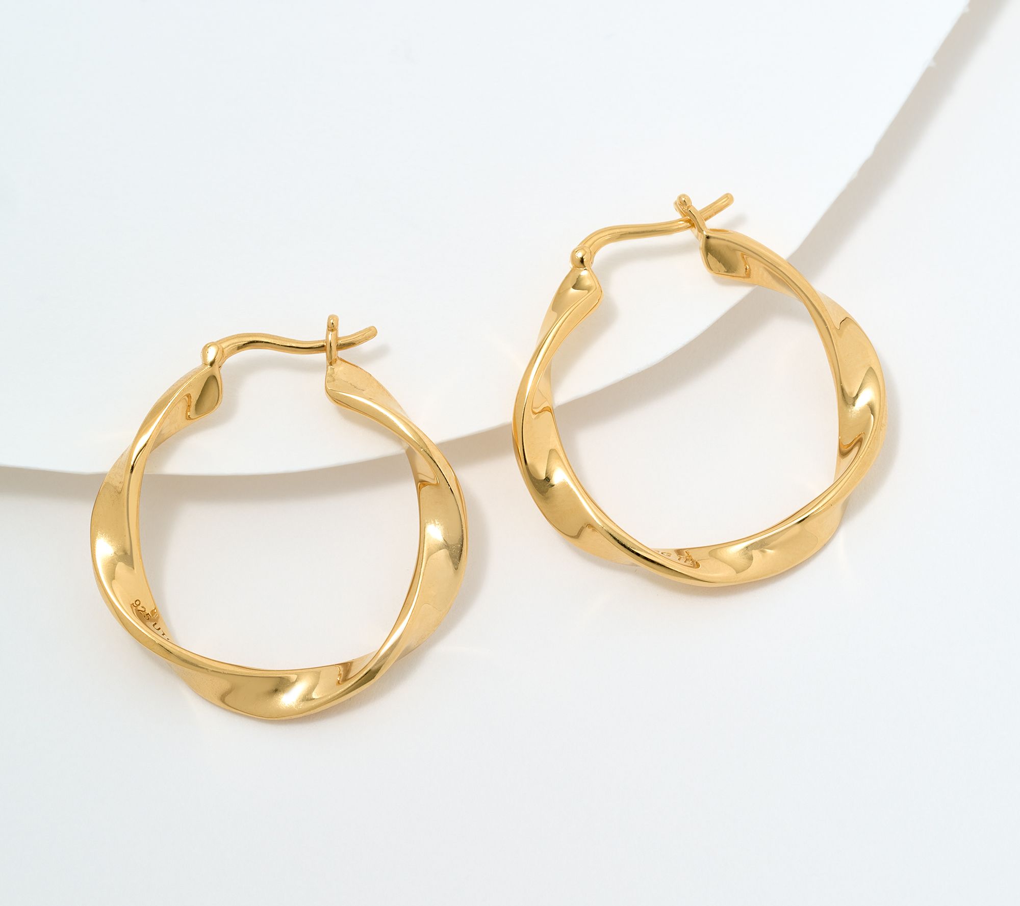 Christian James by Scott Grimes 14K Gold Clad 1" Ripple Hoop Earrings