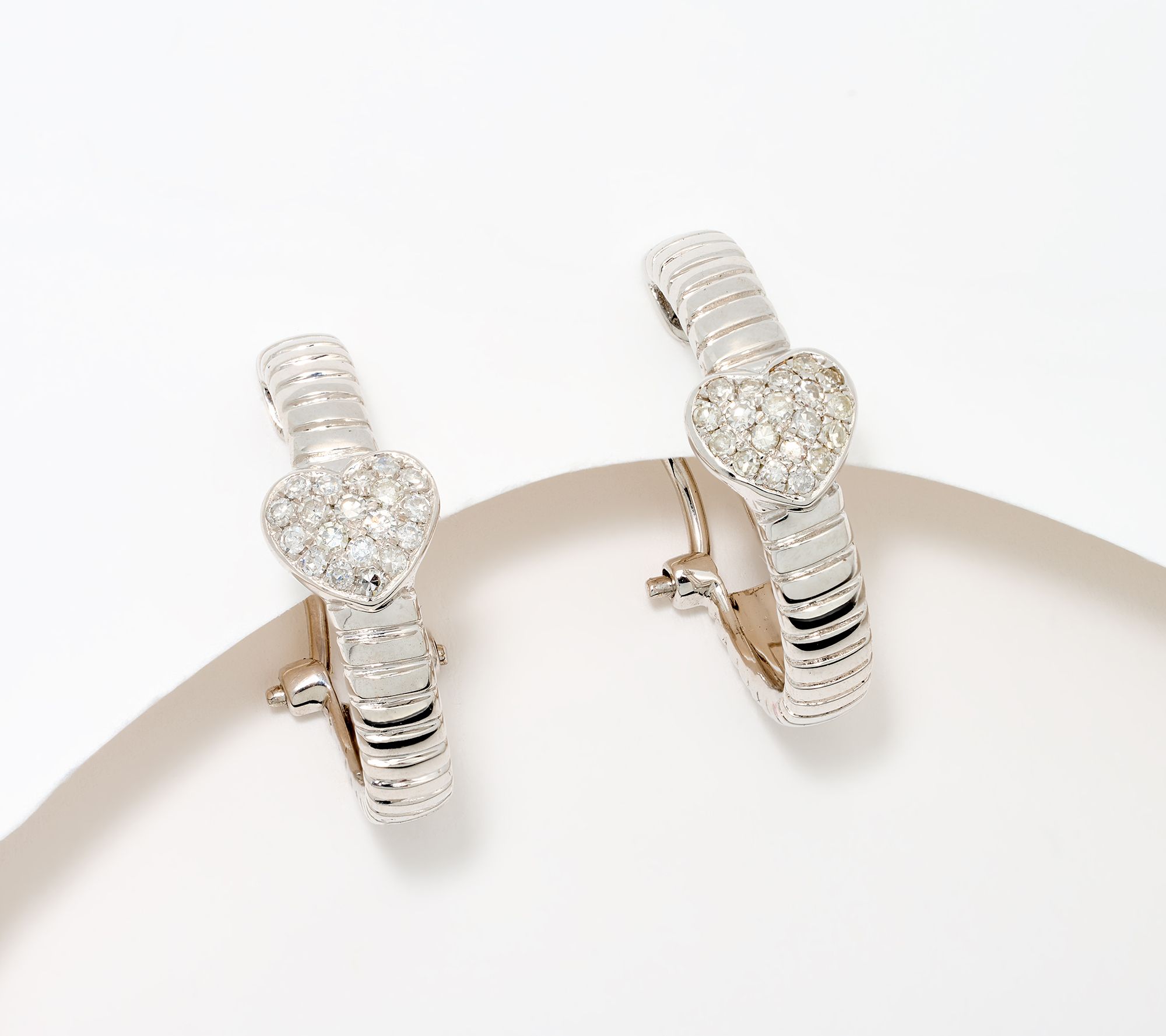  Affinity Diamonds Heart Motif .3 cttw Huggie Hoops, Sterling