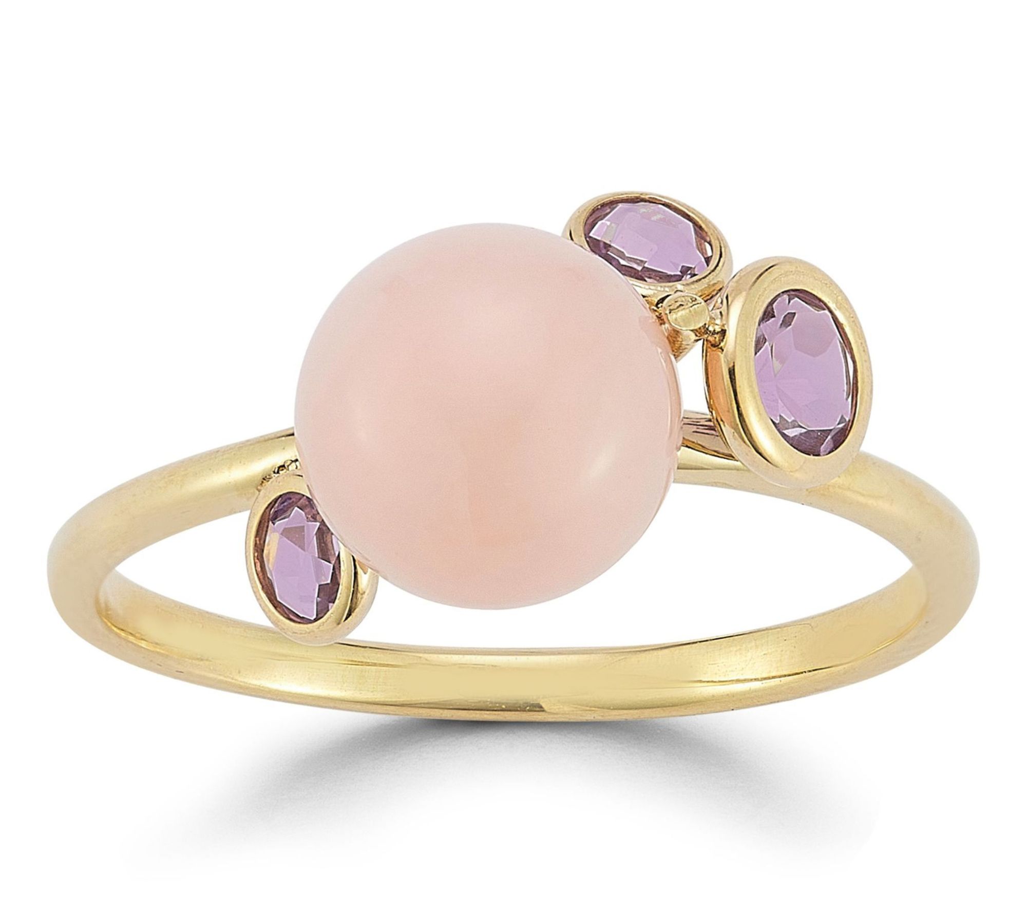Italian Gold Rose Quartz & Amethyst Ring, 14K