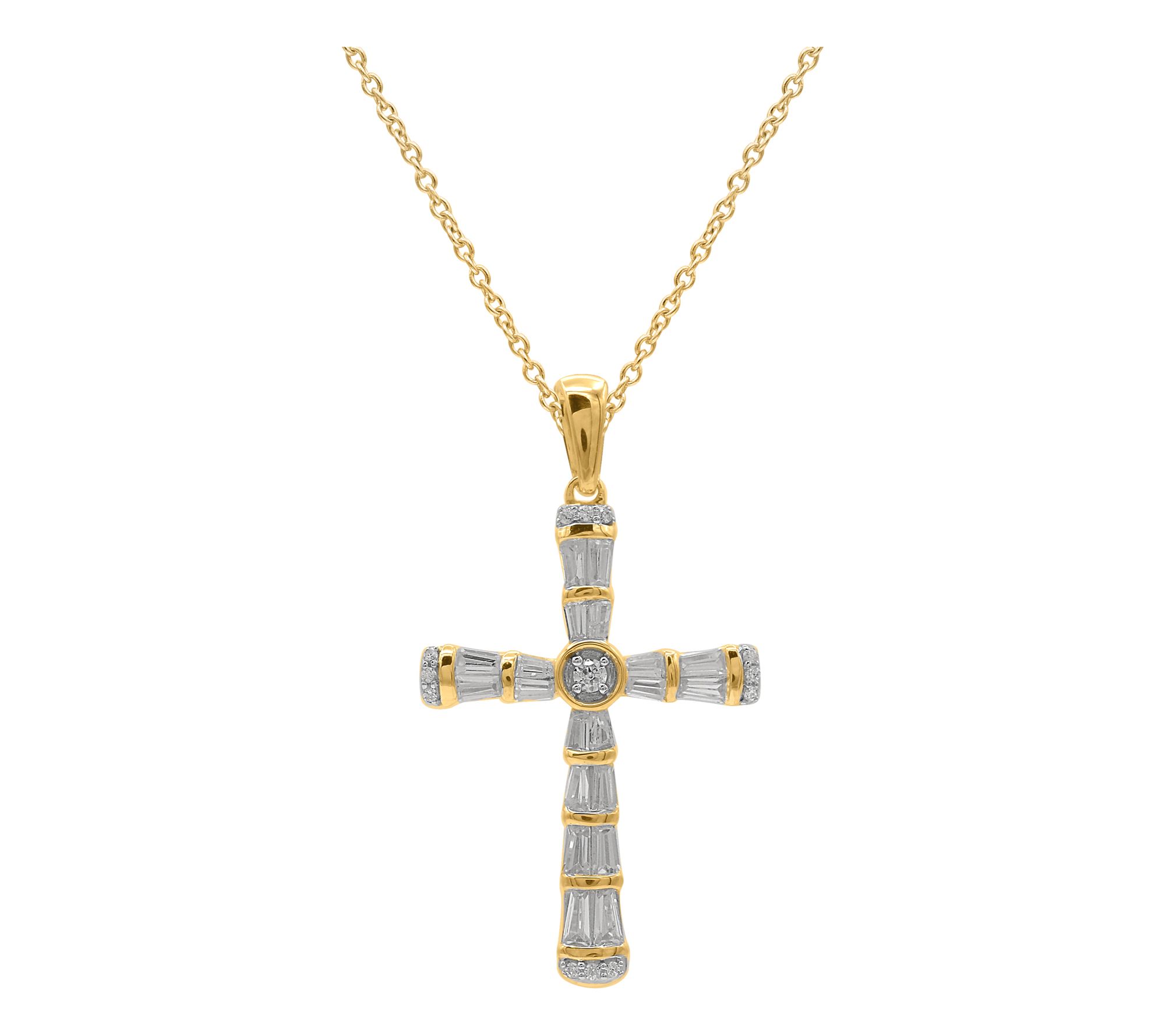 Affinity Diamonds 0.65 cttw Cross Pendant w/ Chain, 14K Gold