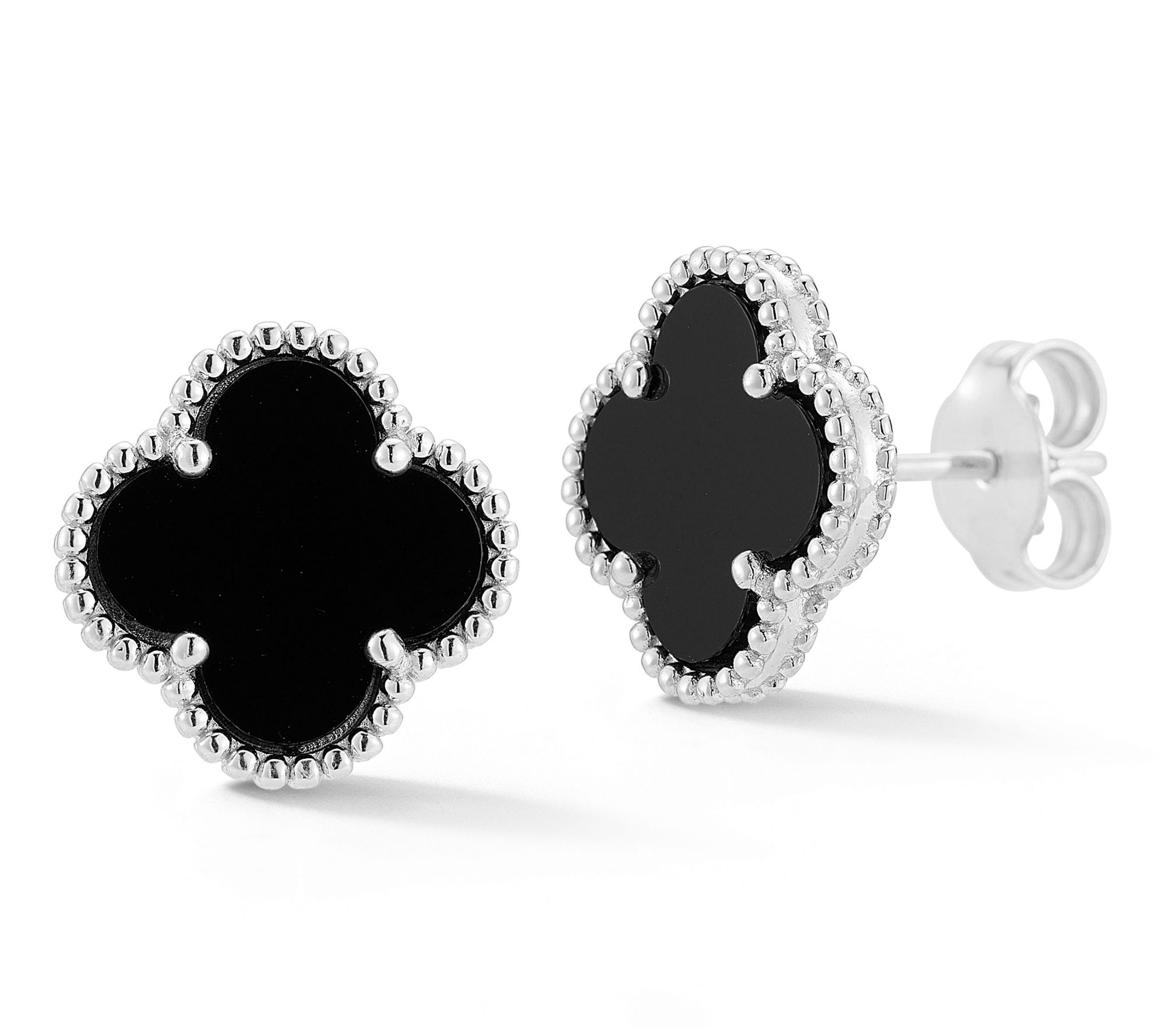 Sterlina Silver Simulated Gemstone Clover Earrings, Sterling