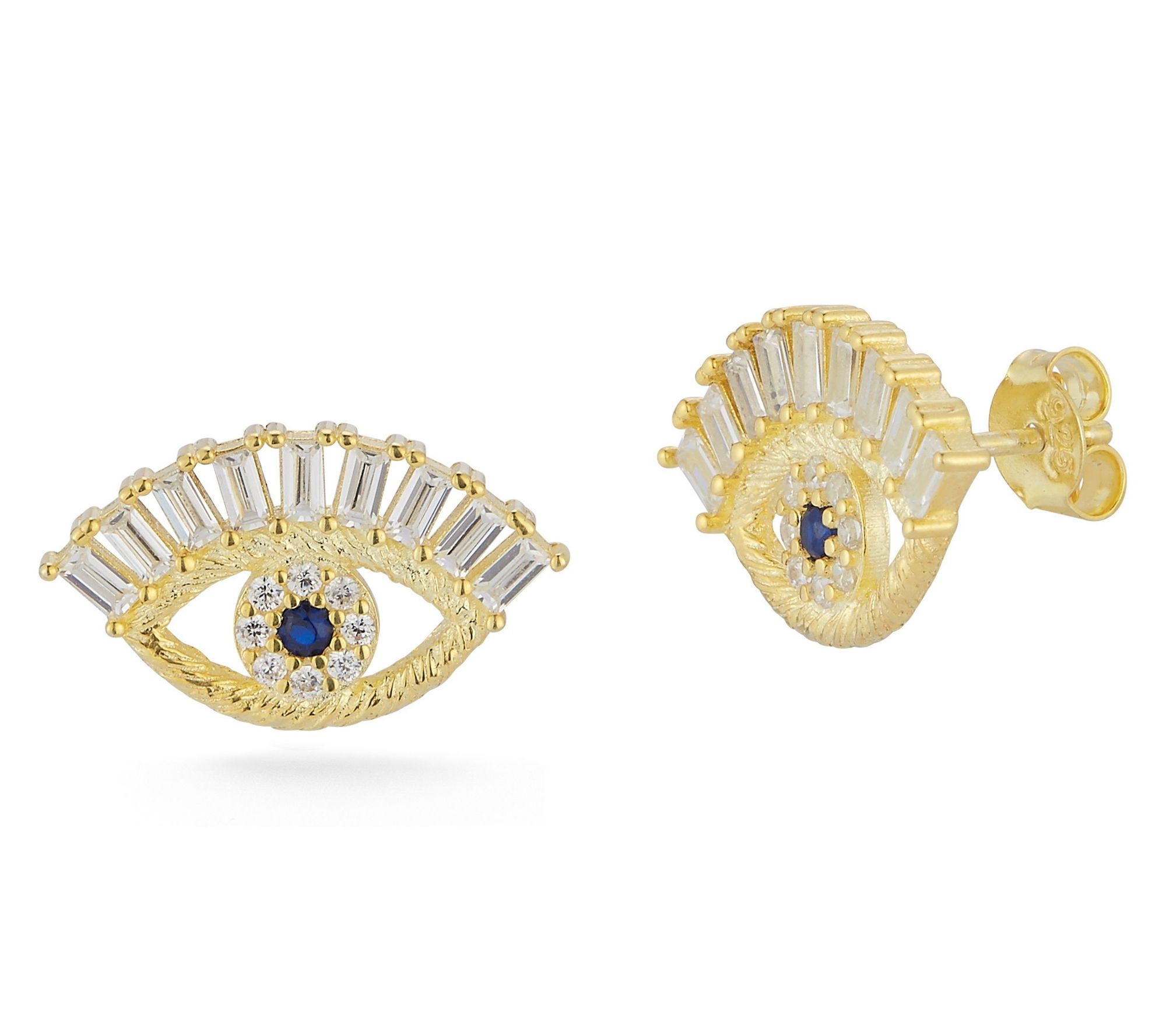 Sterlina Silver Open Evil Eye Stud Earrings, Sterling