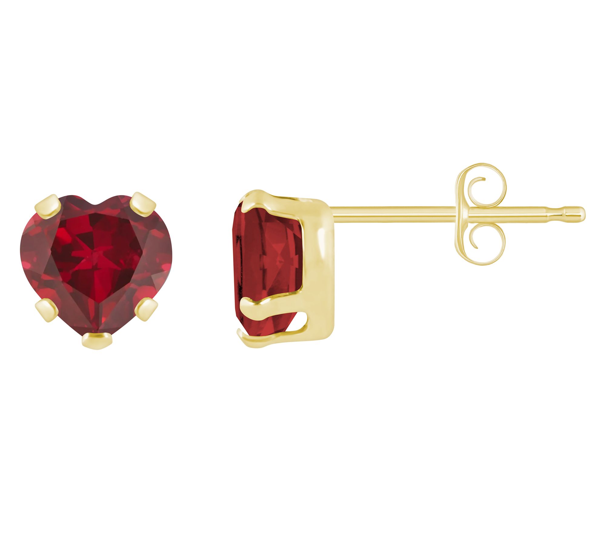 Affinity Gems Heart Created Gemstone Stud Earrings, 10K Gold