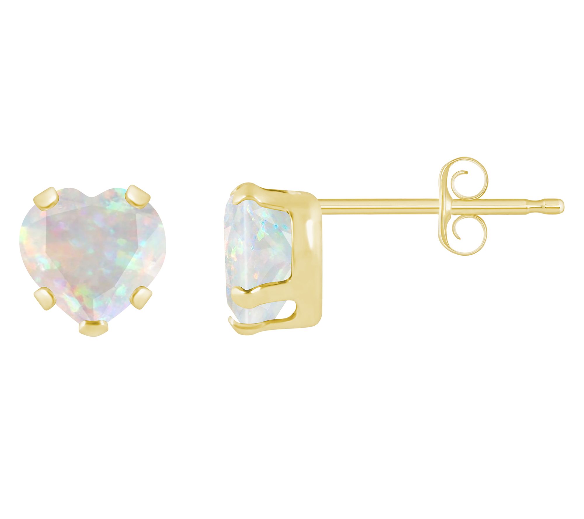 Affinity Gems Heart Created Gemstone Stud Earrings, 10K Gold
