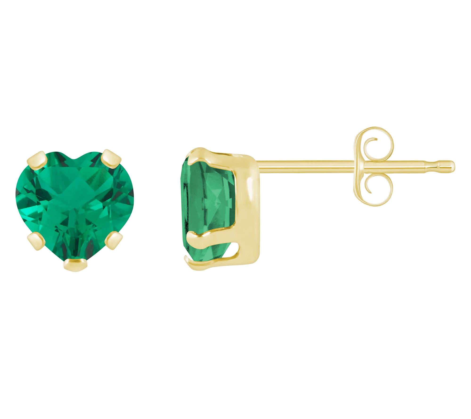 Affinity Gems Heart Created Gemstone Stud Earrings, 10K Gold