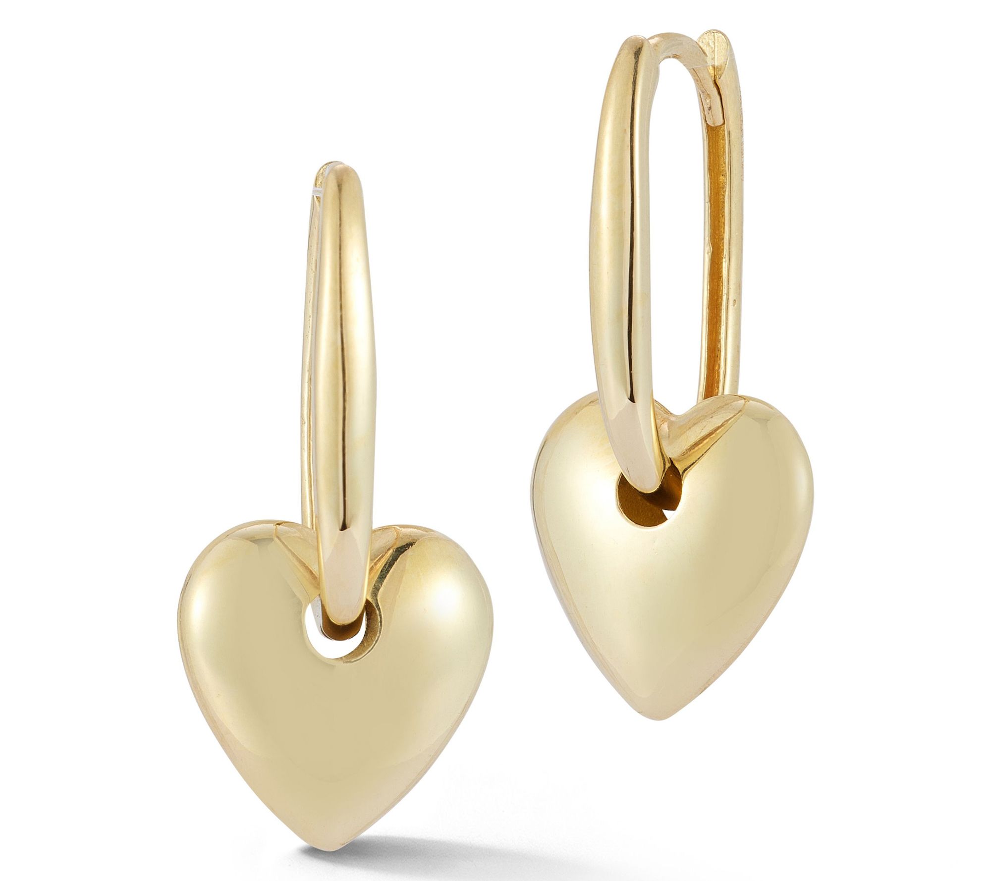Luminosa Gold Thin Heart Charm Huggie Earrings,14K