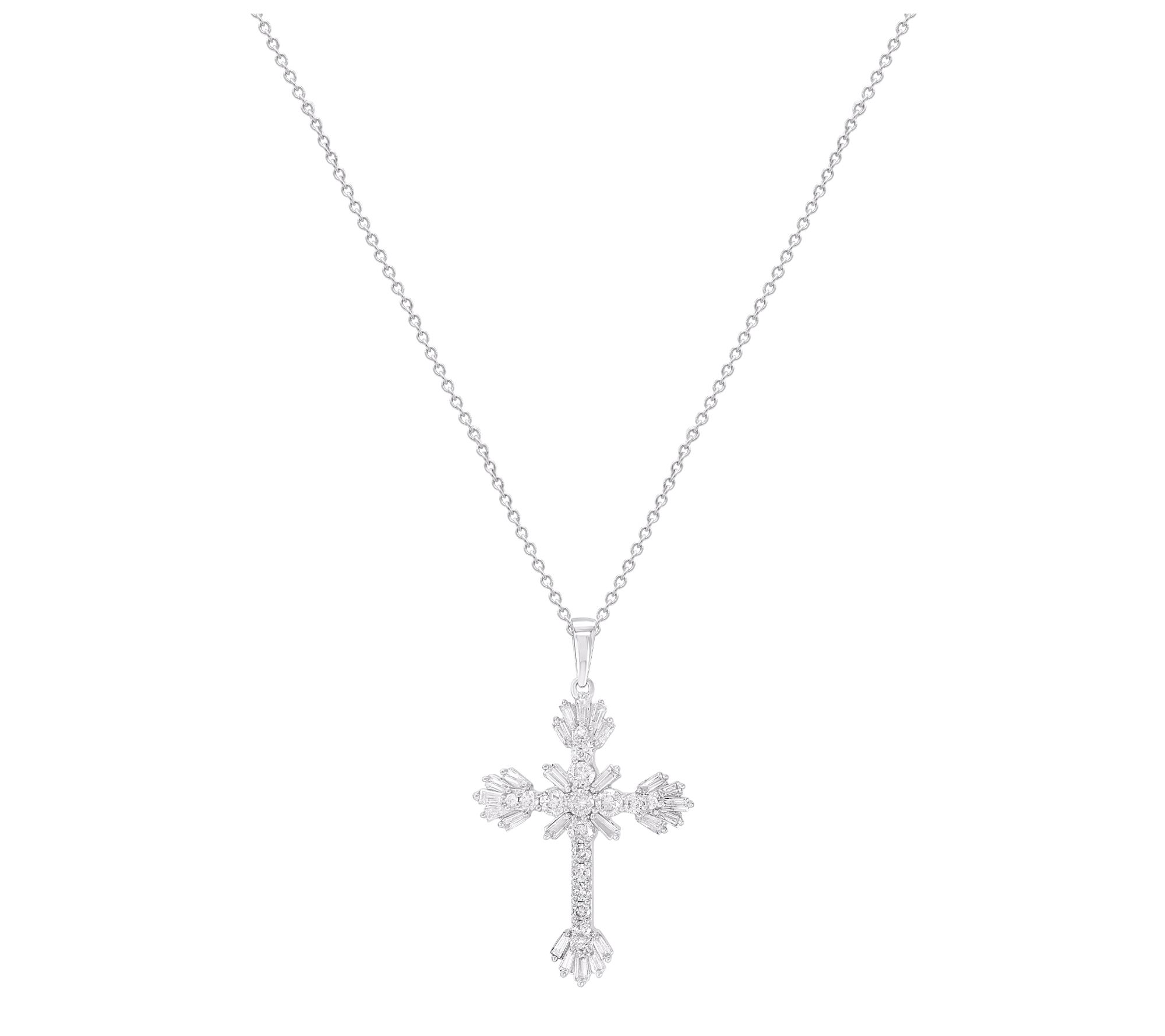 Affinity Diamonds 0.75 cttw Cross Pendant w/ Chain, Sterling