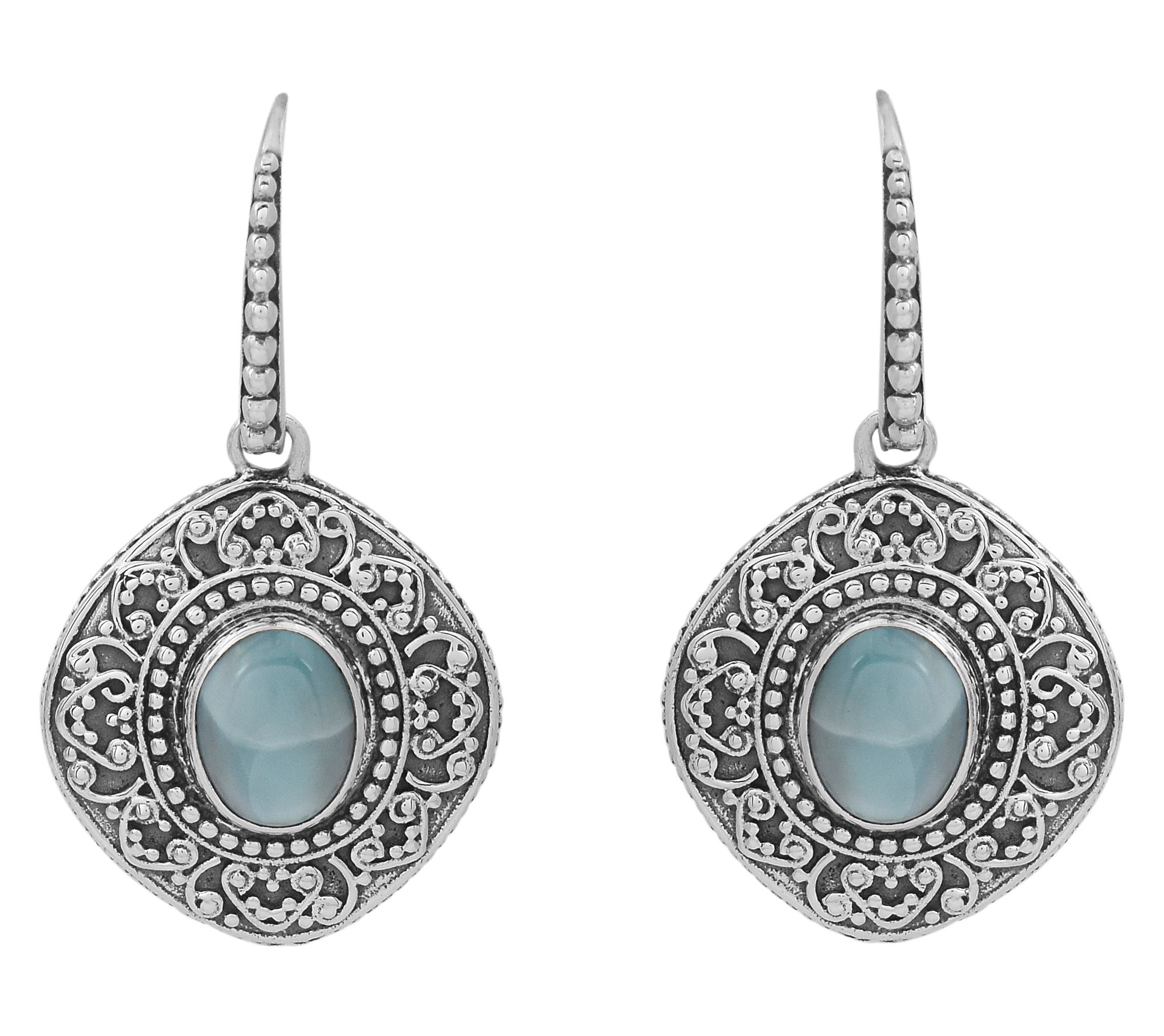 Artisan Crafted Sterling Silver Larimar DangleEarrings