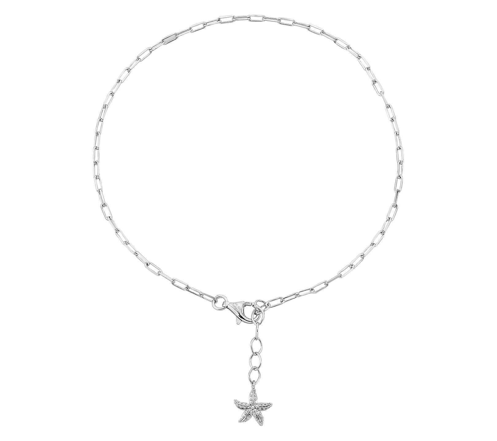 Silver Style Fish Paper Clip Chain Ankle Bracelet, Sterling