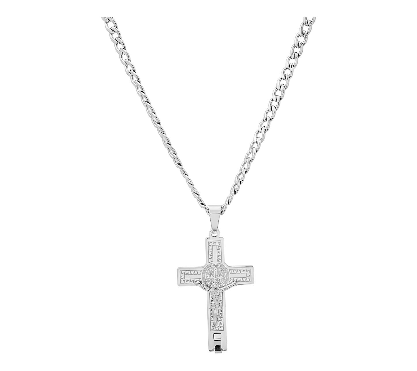Steel By Design Men's Crucifix Pendant w/ CurbChain