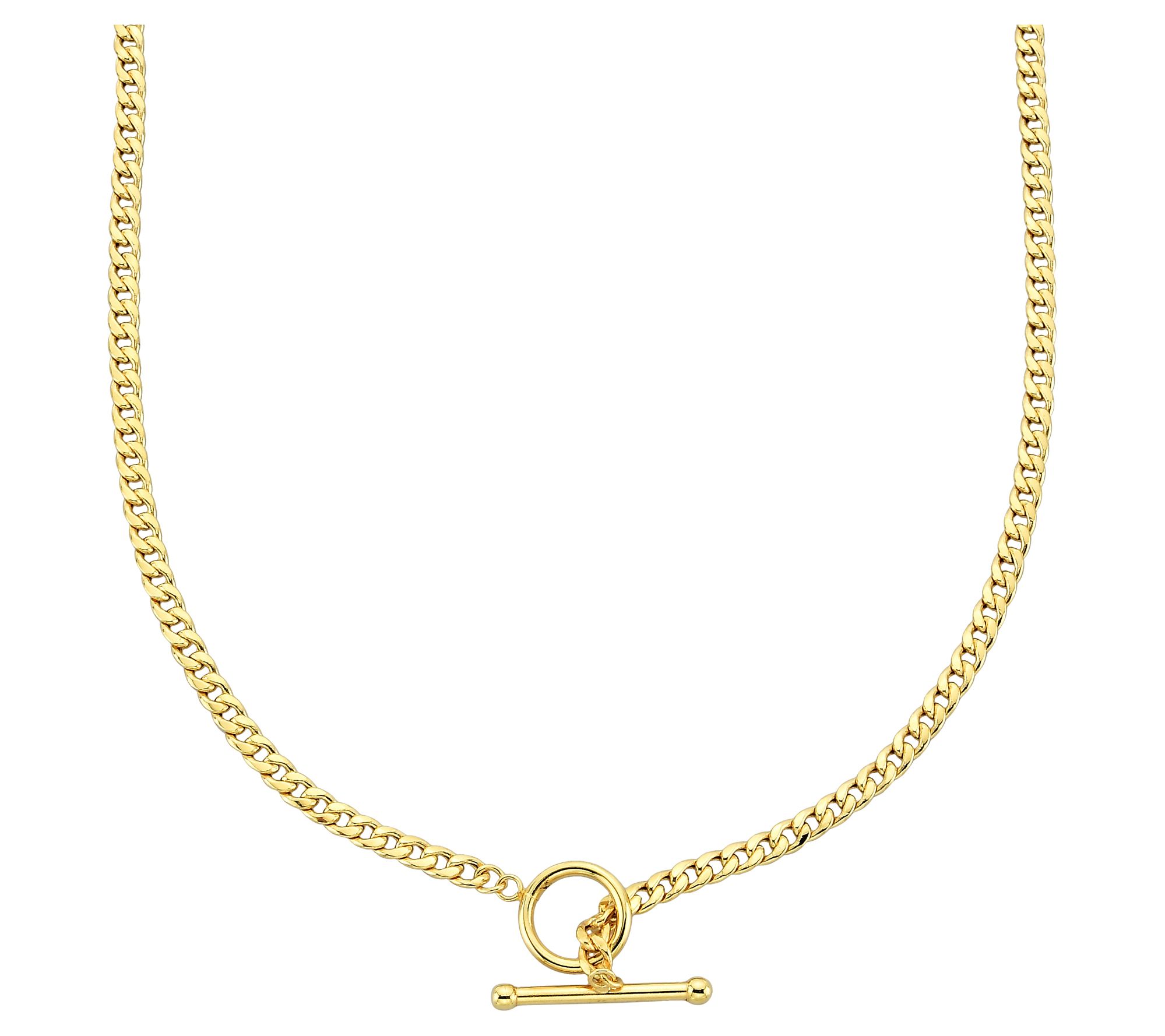 Adorna 14K Gold 3.5mm Curb Link Toggle Necklace