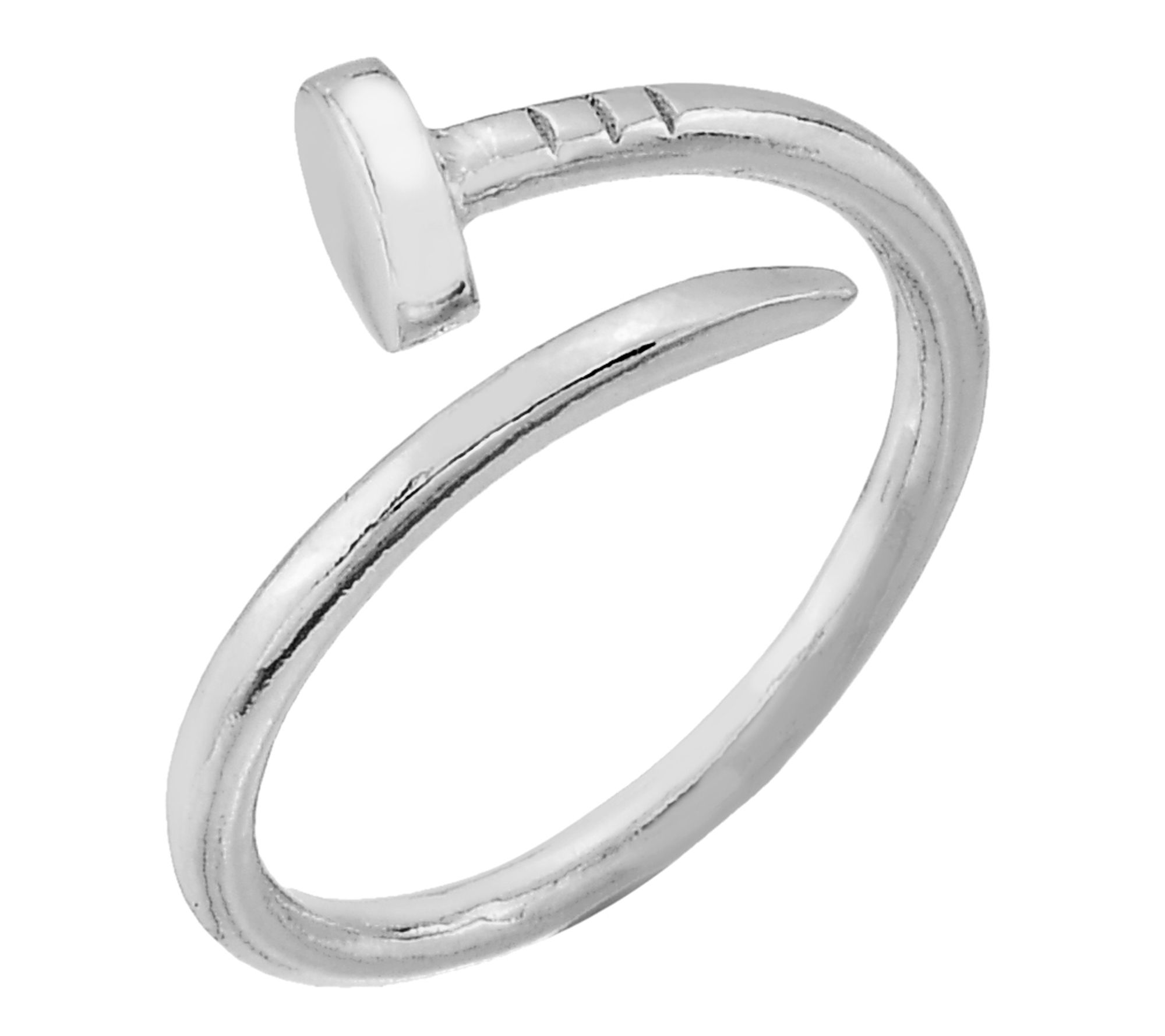 Silver Style Nail Bypass Ring, Sterling