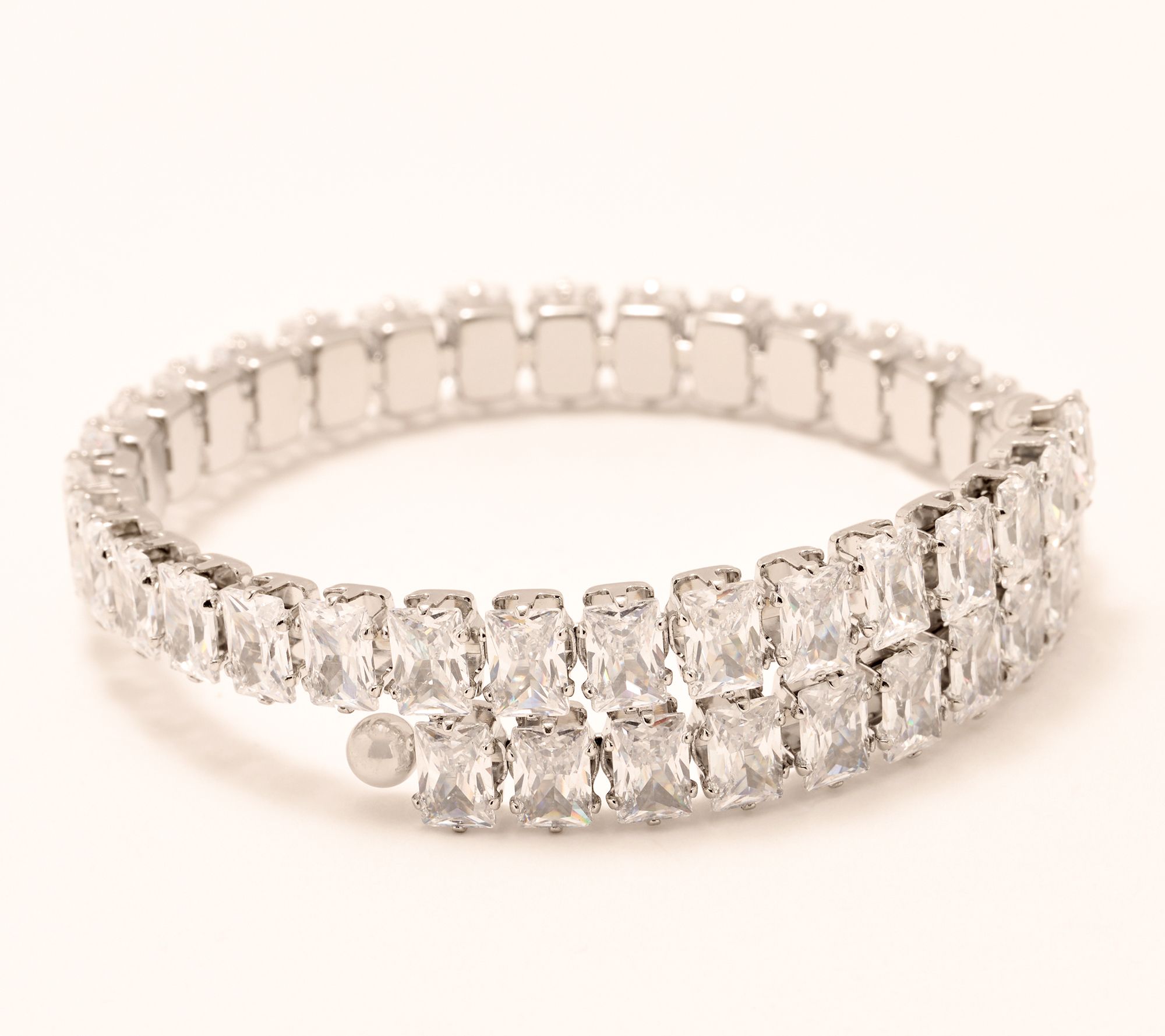Steel by Diamonique Emerald Cut Flexible Bangle