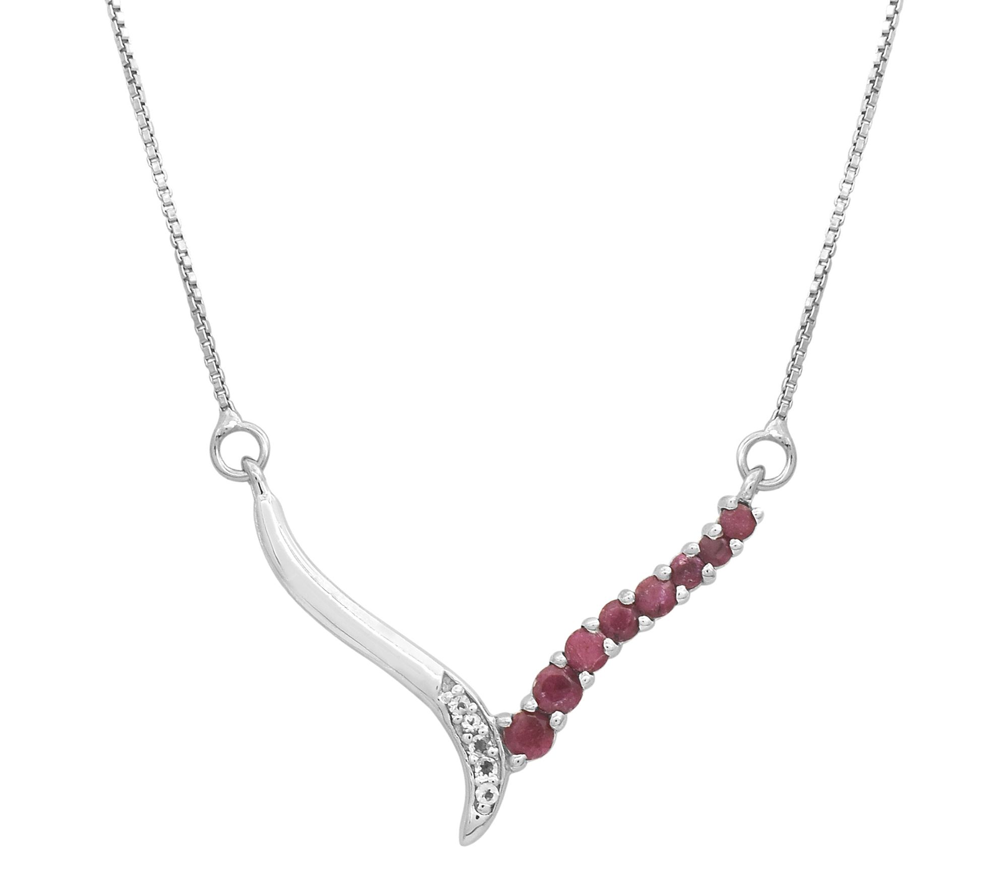 Affinity Gems Corundum & White Zircon Necklace,Sterling