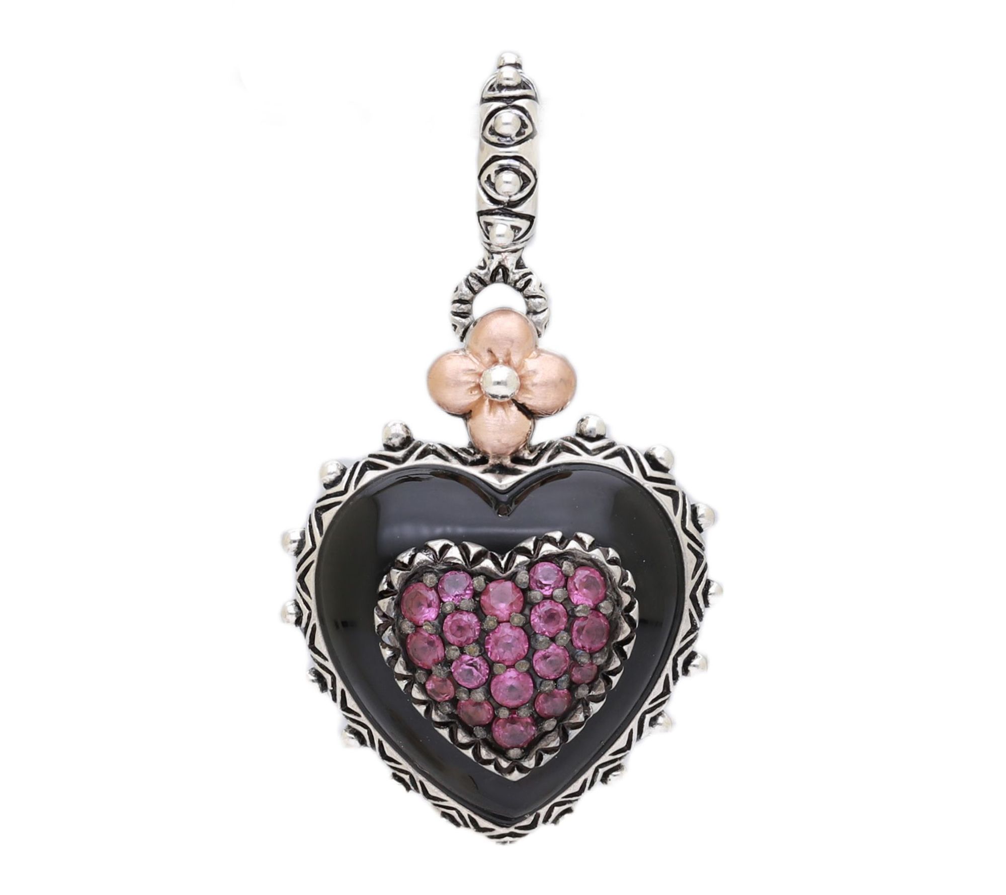 Barbara Bixby Sterling & 18K Onyx & Rhodolite Heart Enhancer