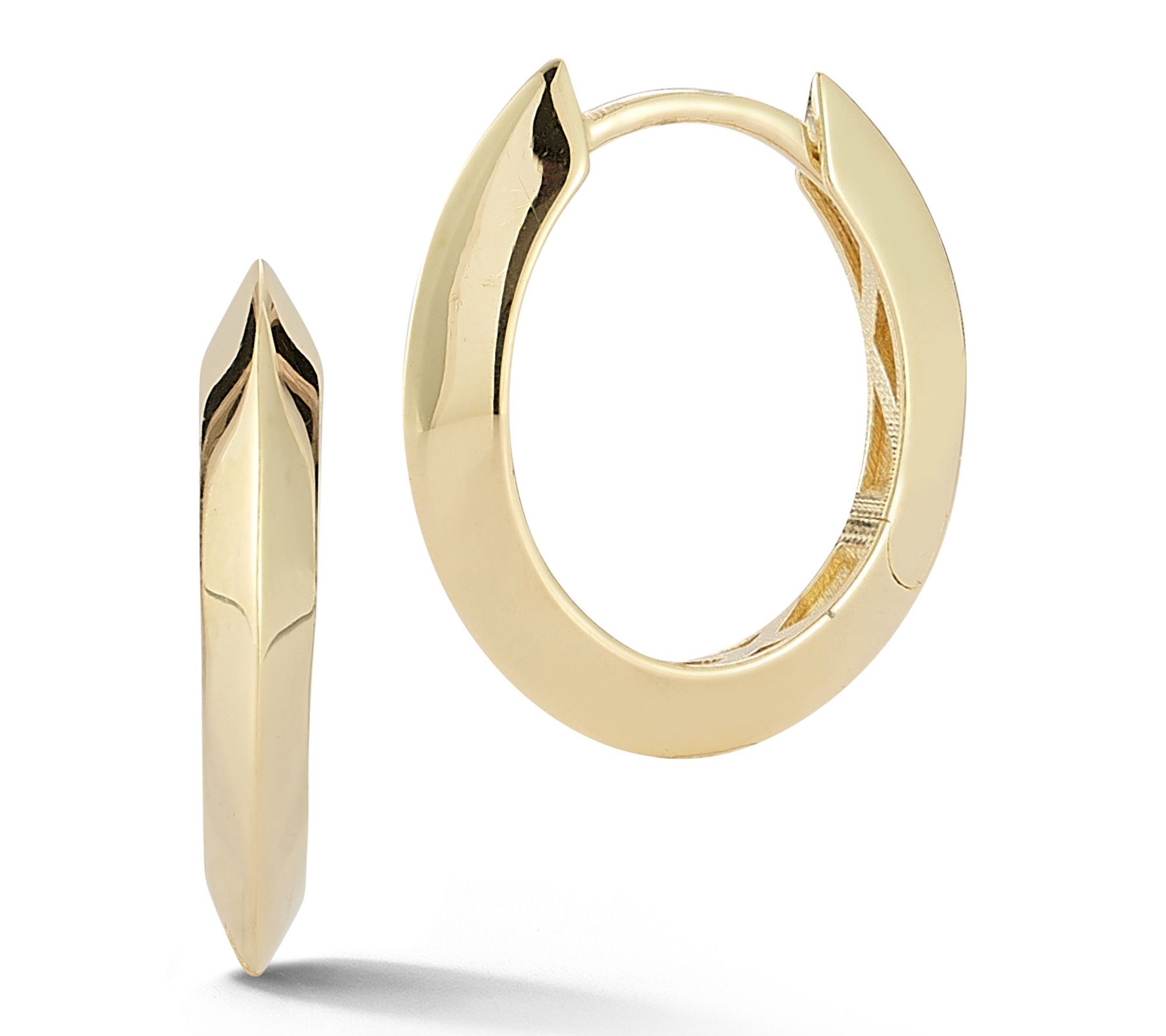 Luminosa Gold Round Knife-Edge Hoop Earrings, 14K