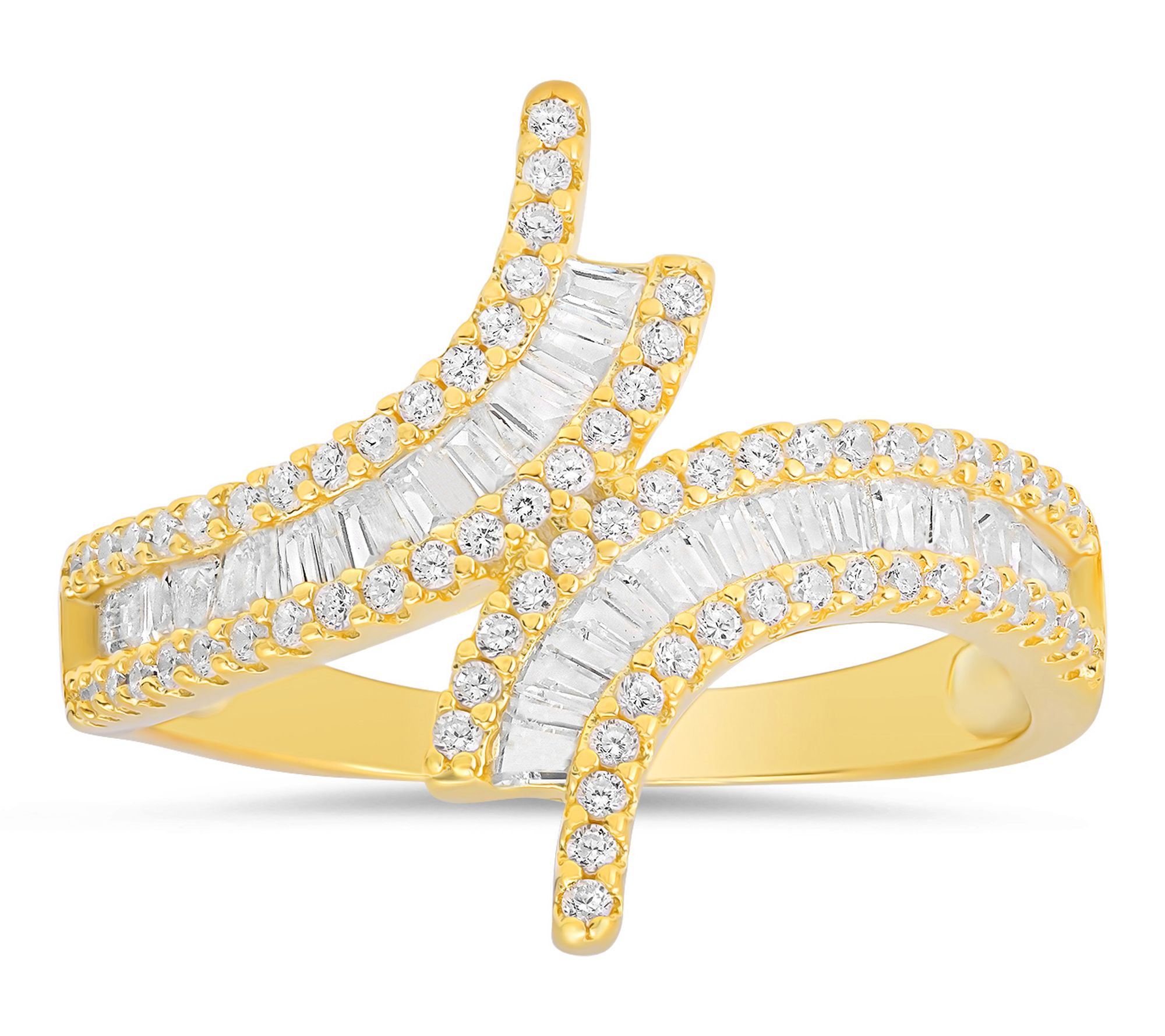 Diamonique Bypass Statement Ring, Sterling Silver