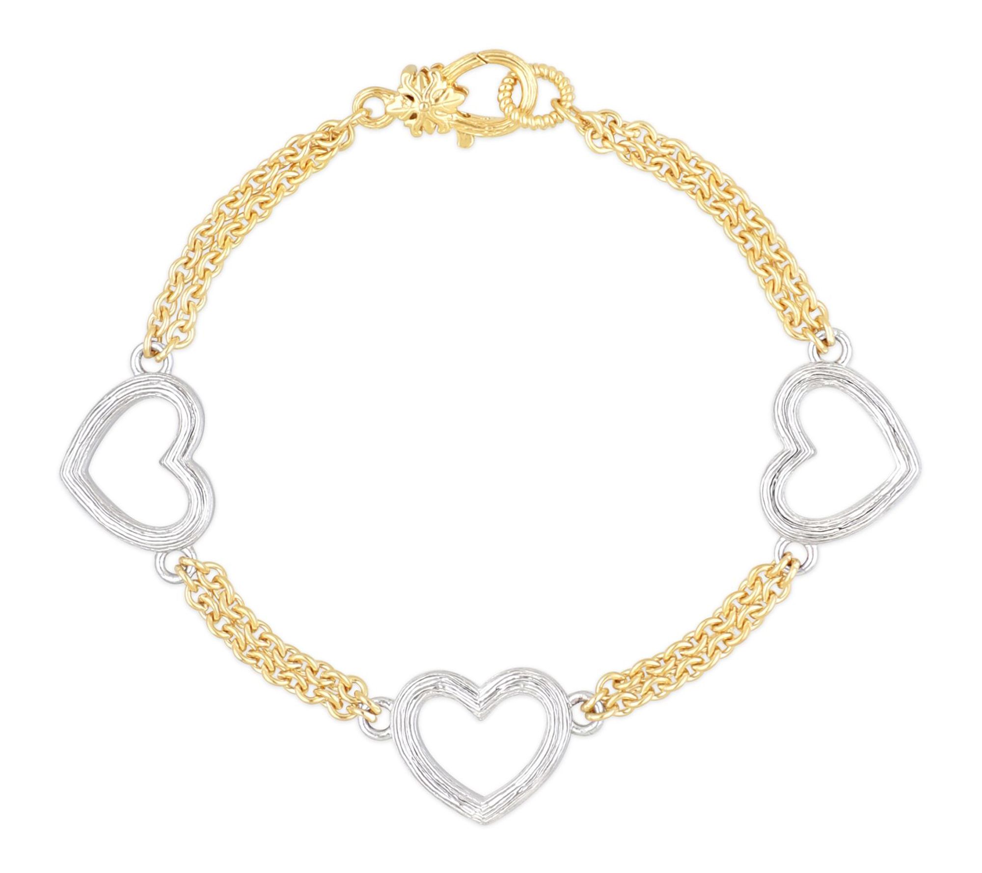 Ariva Sterling Silver & 18K Gold Clad Two-ToneHeart Bracelet