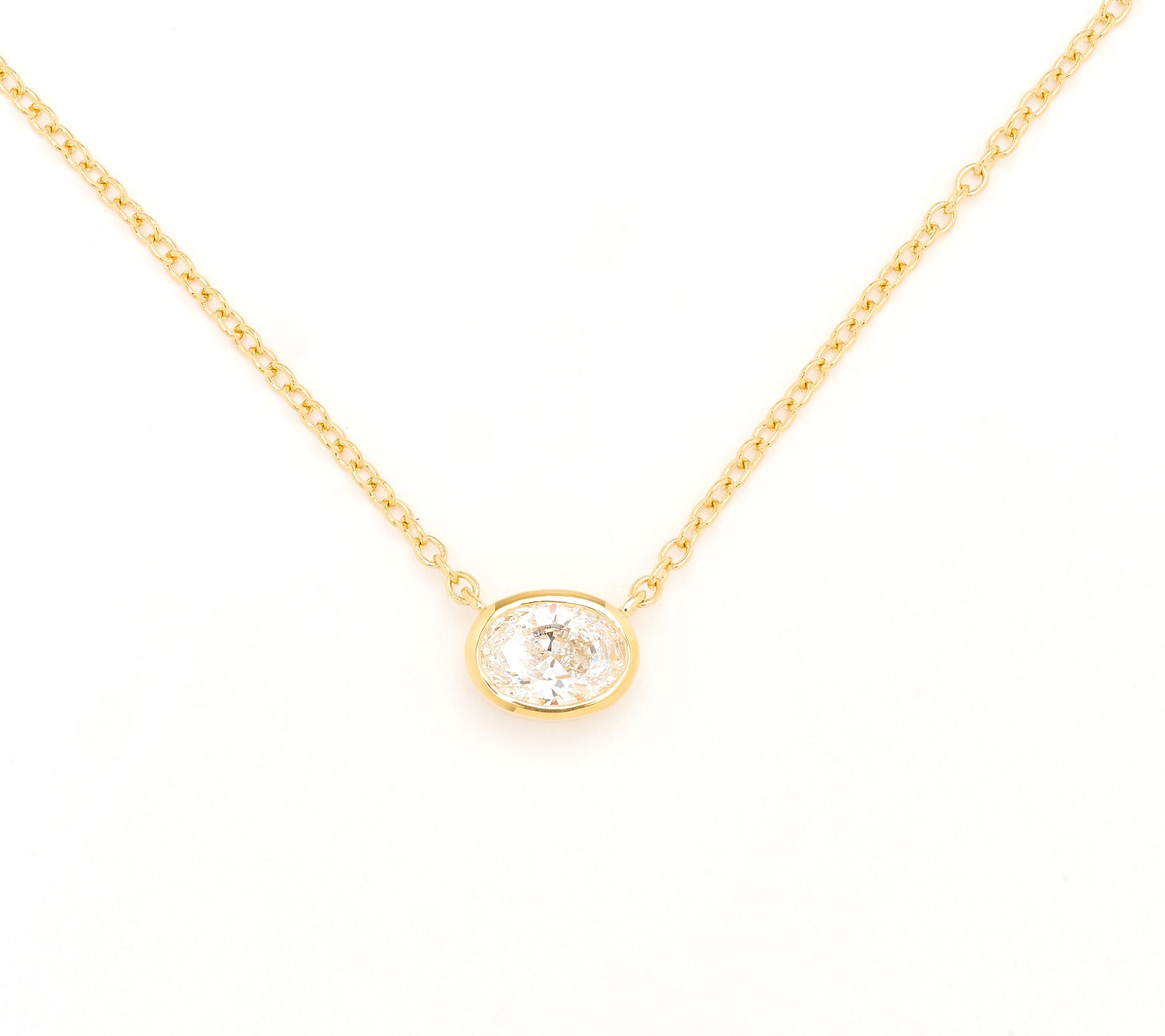  Fire Light Lab Grown Diamonds 0.66 cttw Oval Bezel Set Necklace, Sterl