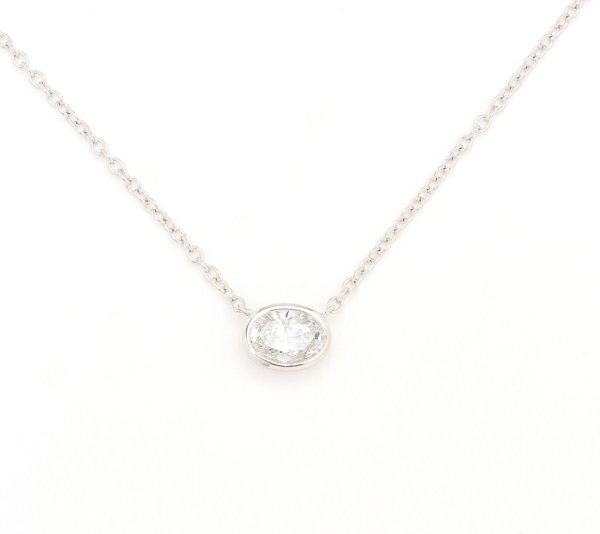 Fire Light Lab Grown Diamonds 0.66 cttw Oval Bezel Set Necklace, Sterl