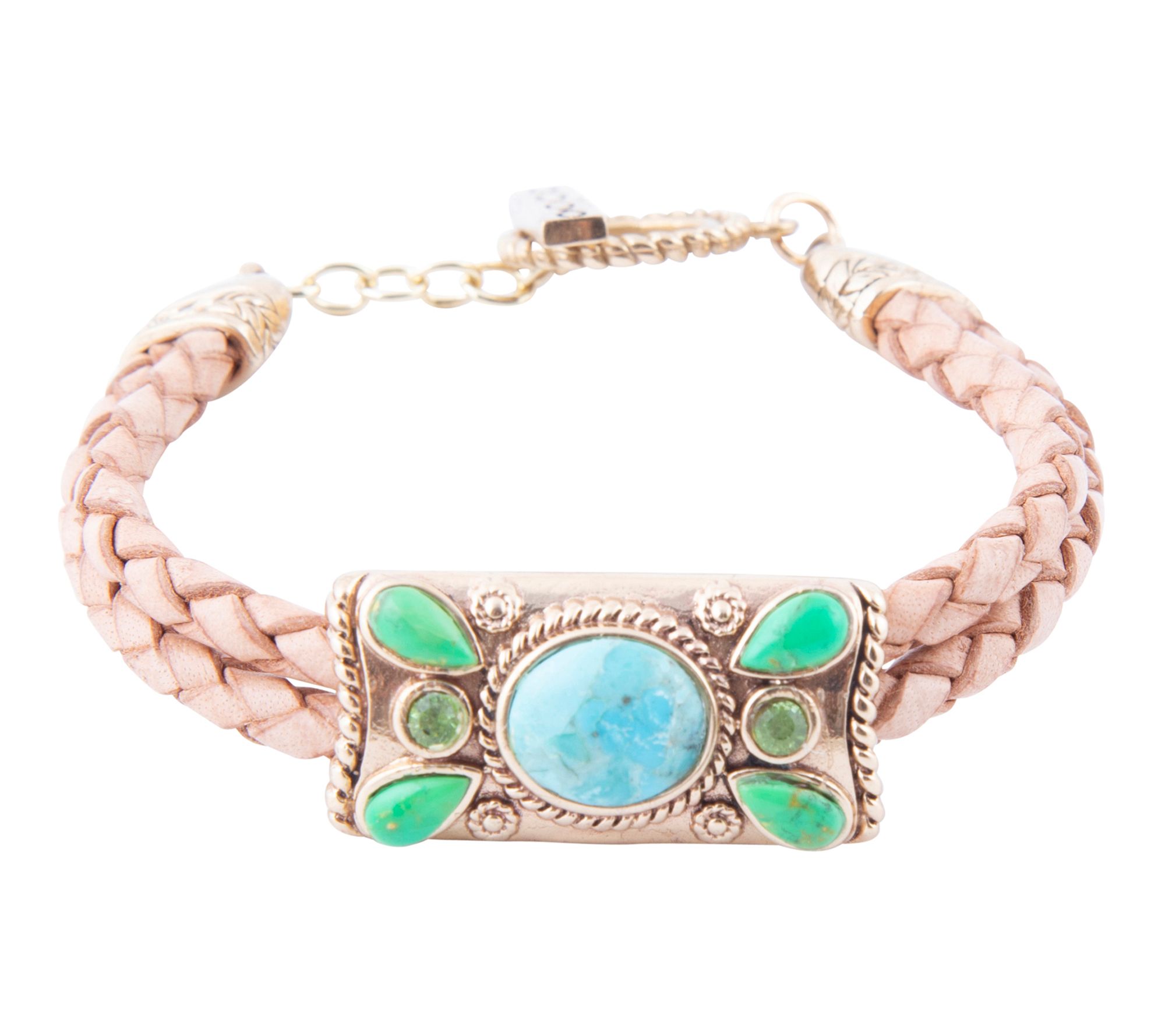 Barse Artisan Crafted Turquoise & Peridot Braided Bracelet