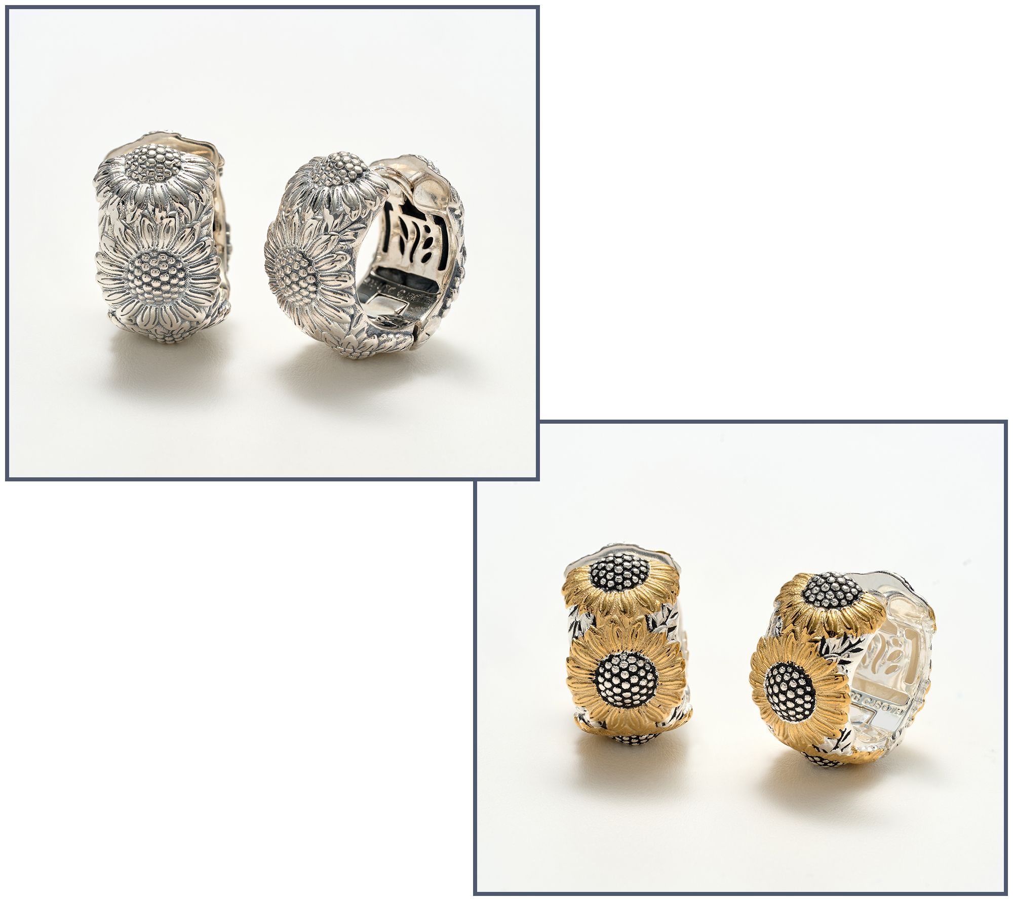 Christian James by Scott Grimes Sunflower Hoop Earrings,Lt Ox/ Two Tone