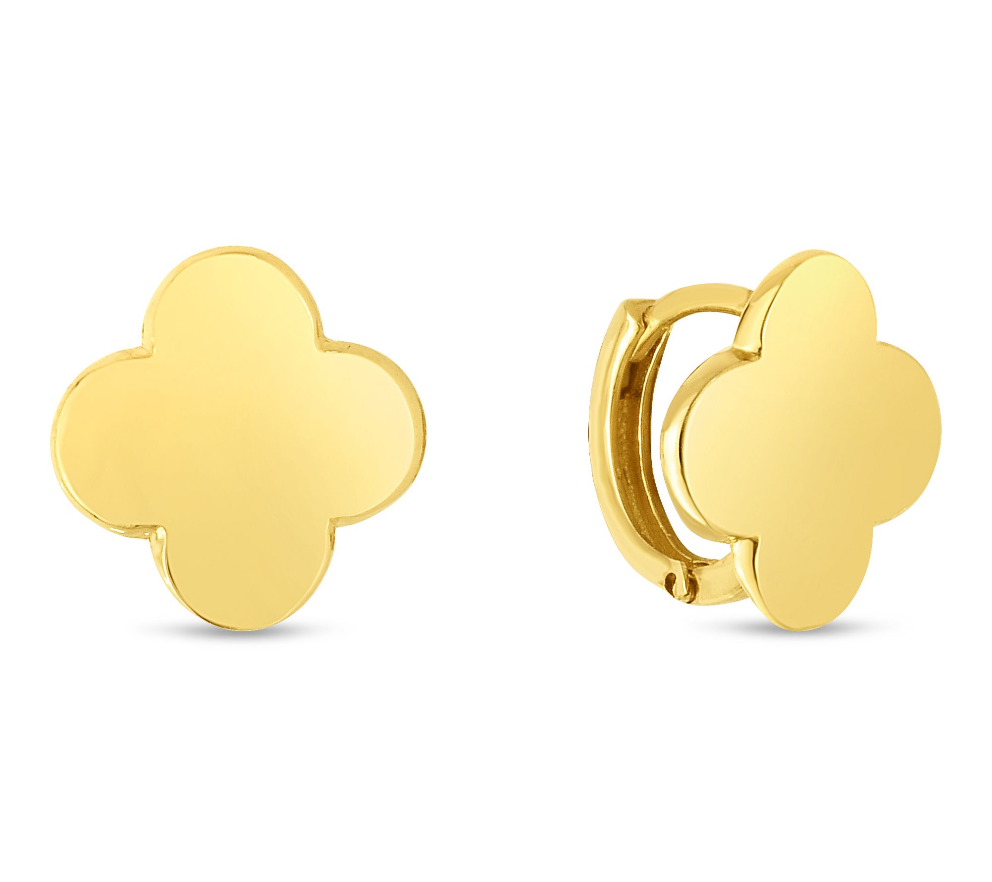 14K Gold Clover Huggie Hoop Earrings