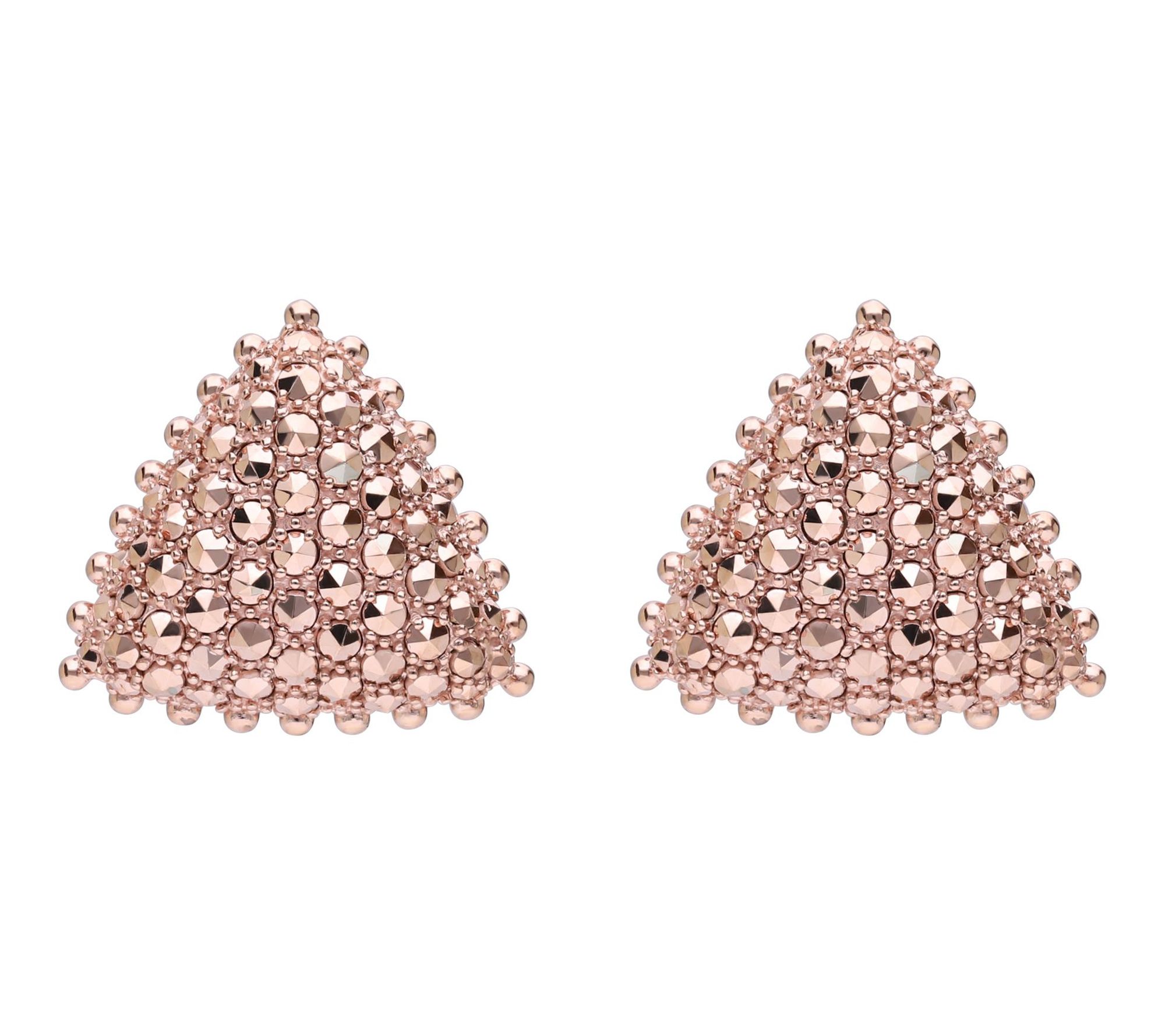 Dallas Prince 14K Gold Clad Chrome Marcasite Stud Earrings