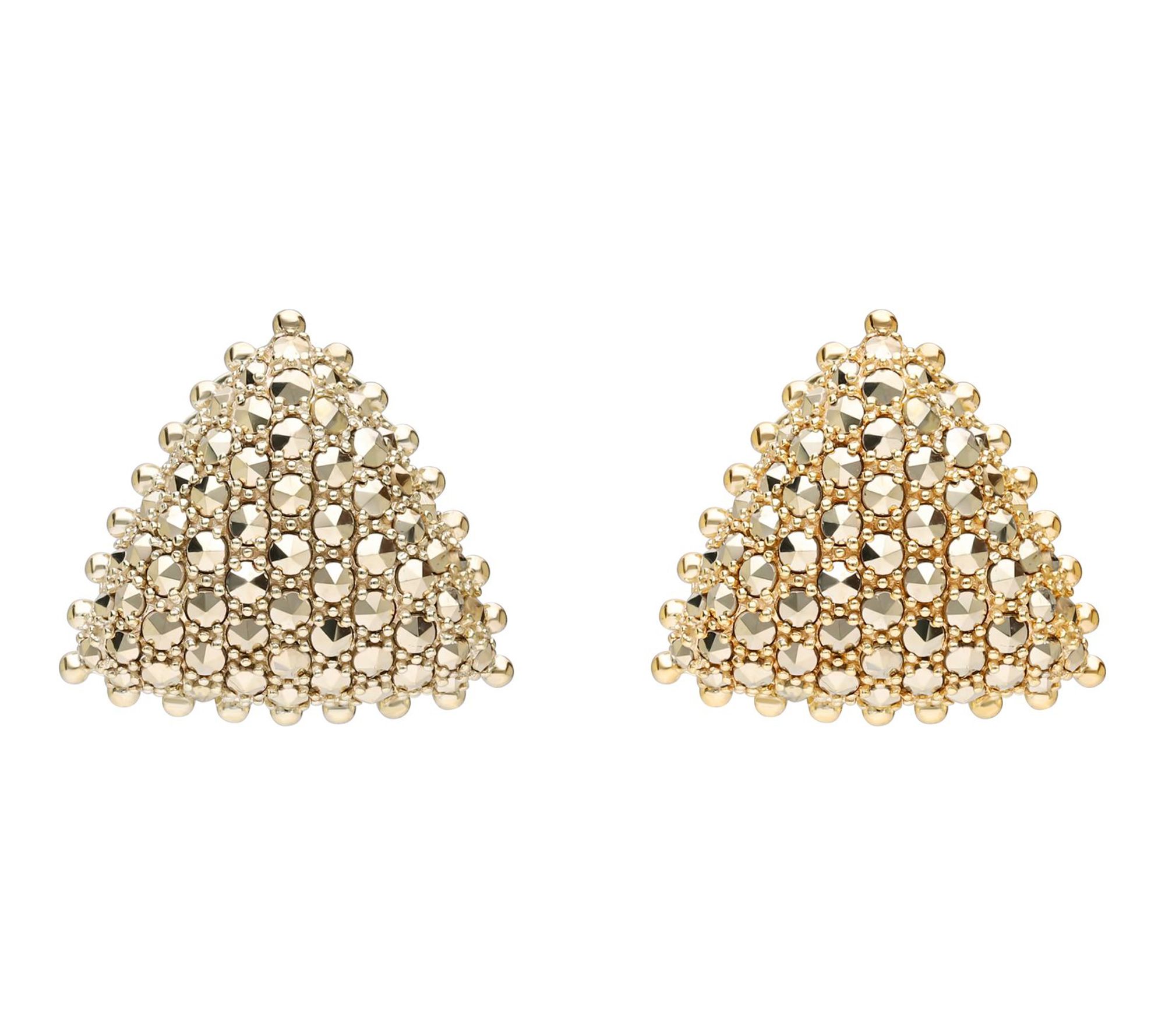Dallas Prince 14K Gold Clad Chrome Marcasite Stud Earrings