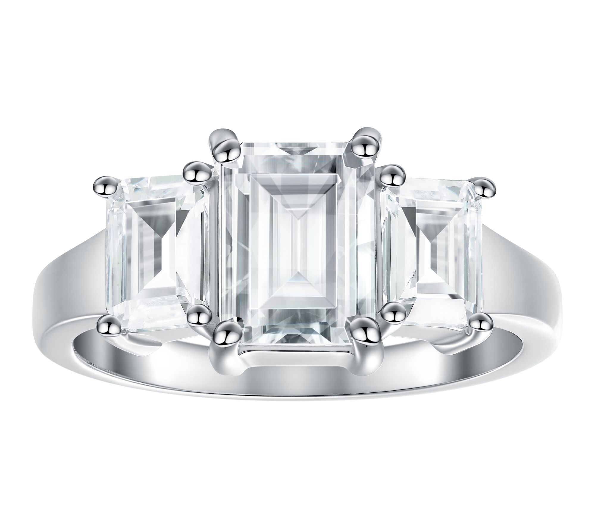 Steel by Diamonique Emerald Cut 3 -Stone Ring