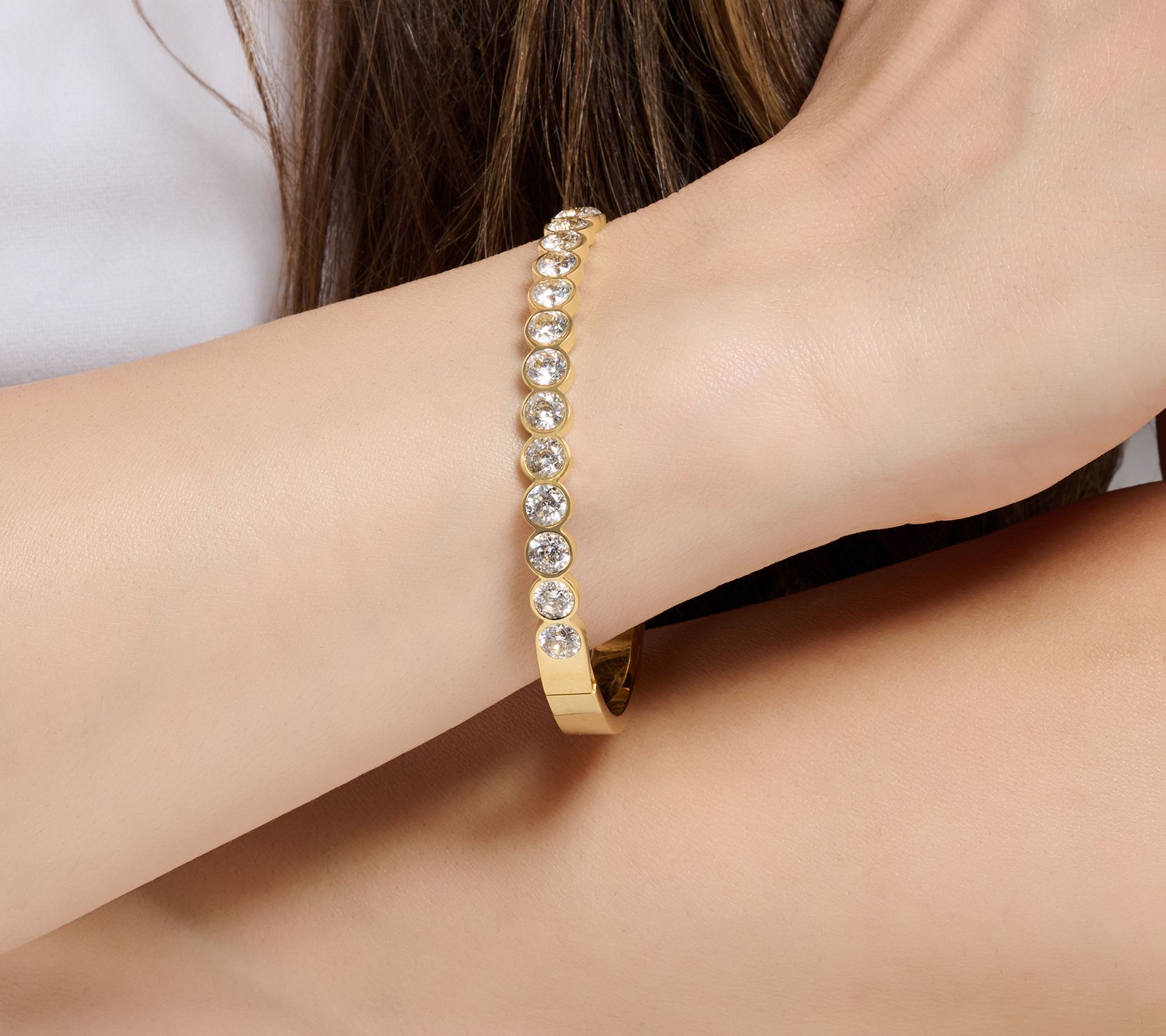 Steel by Diamonique Bezel Set Bangle - QVC.com