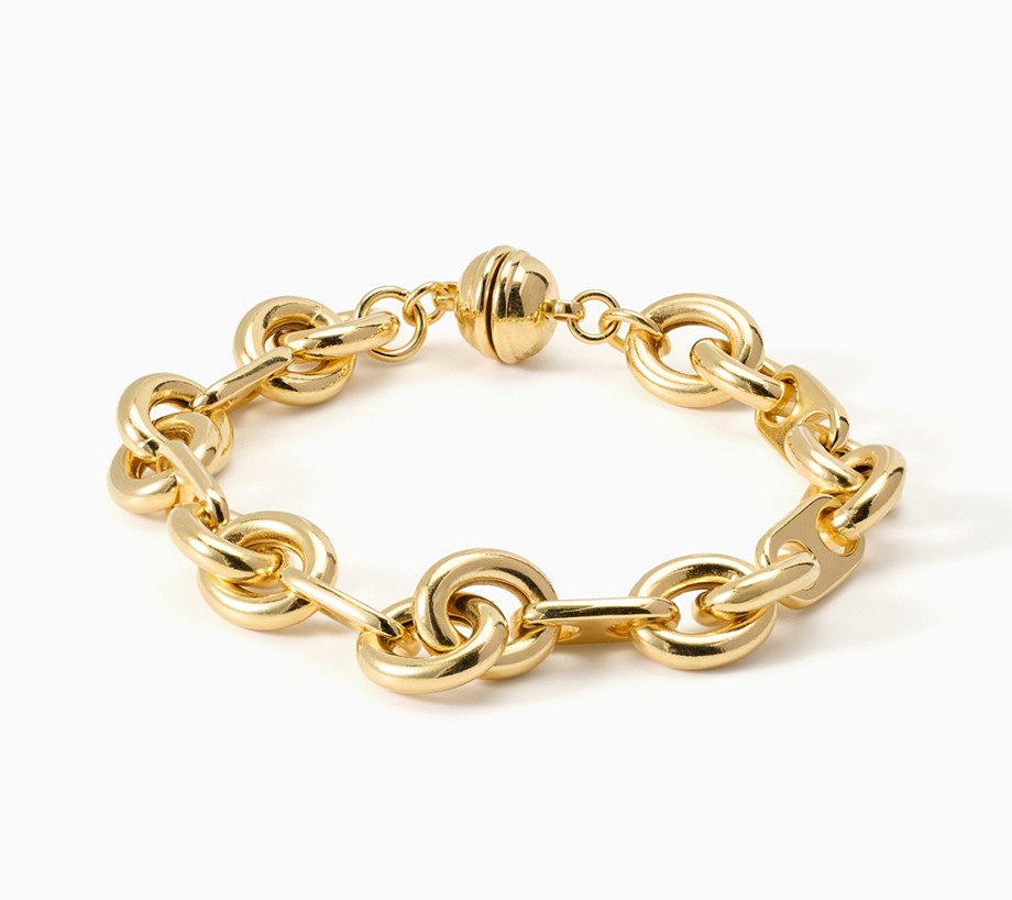 David Markstein Bronze Rolo and Status Link Bracelet w/ Magnetic Clasp