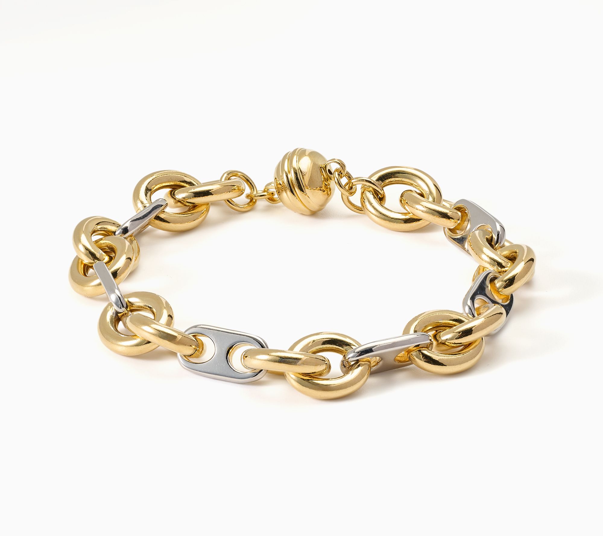 David Markstein Bronze Rolo and Status Link Bracelet w/ Magnetic Clasp
