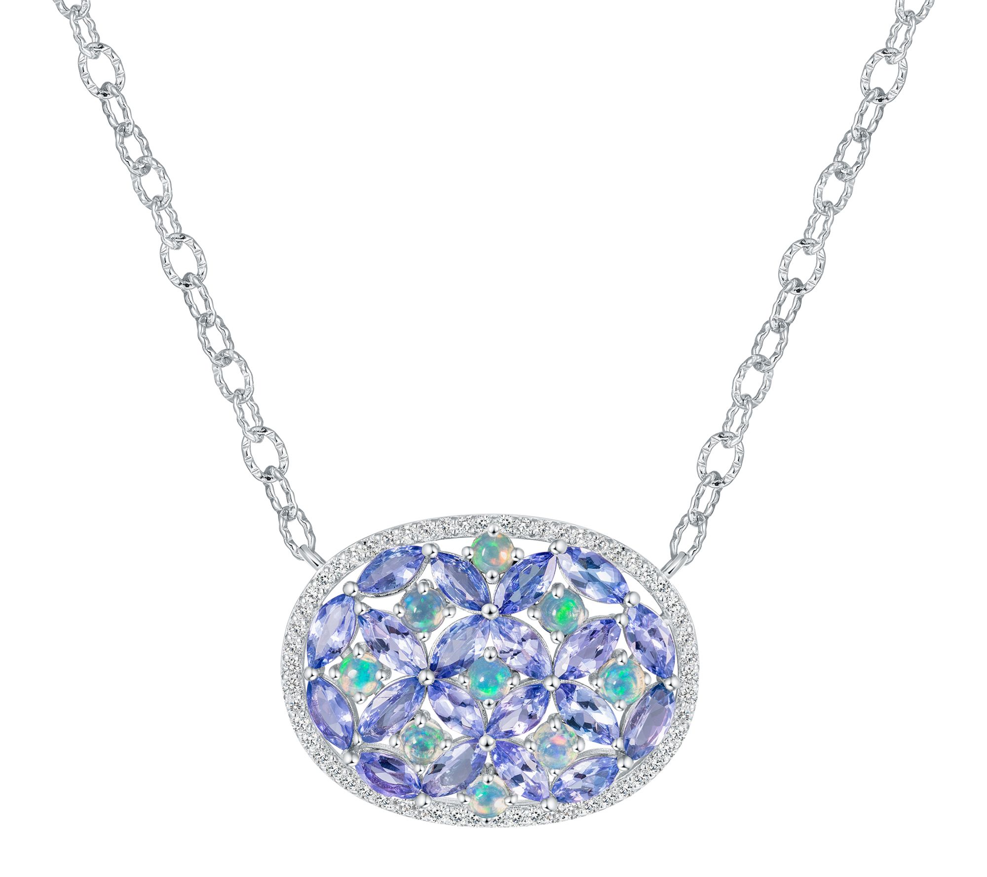 Affinity Gems Multi-Gemstone Oval Necklace, Sterling
