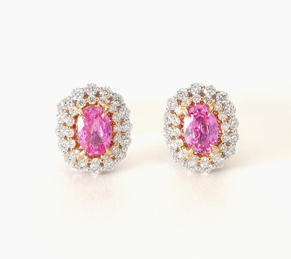 Color by Jeff Moseley 1.00 ctw Pink Sapphire Fancy Earrings 14K